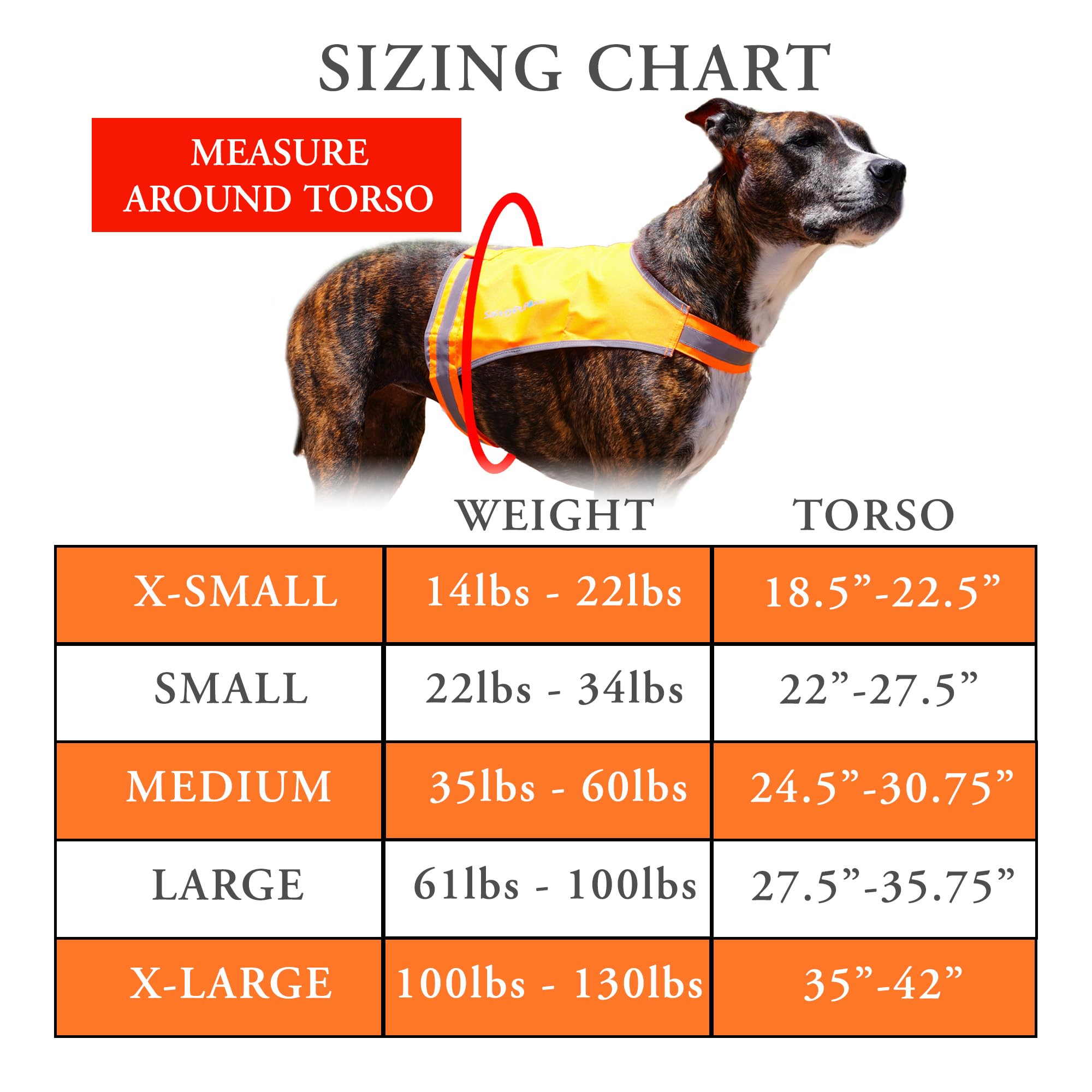 SafetyPUP XD Lite Dog Vest, Reflective Orange Nylon, Large, Mid Back Coverage