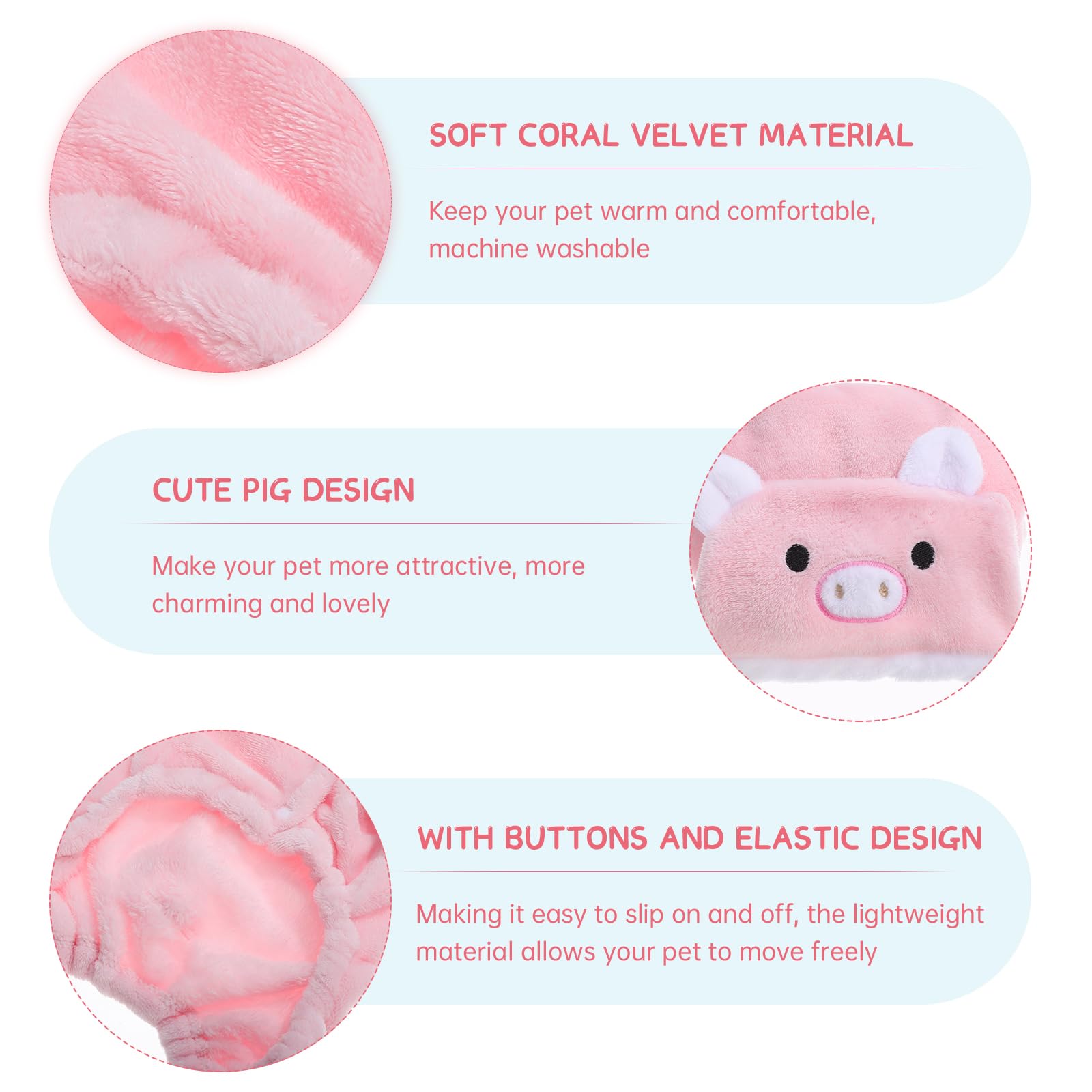 POPETPOP Small Pig Dog Costume, Cute Pink Pig Design Warm Hoodies for Dogs Cats, Halloween Christmas Cosplay Pig Dog Costume for