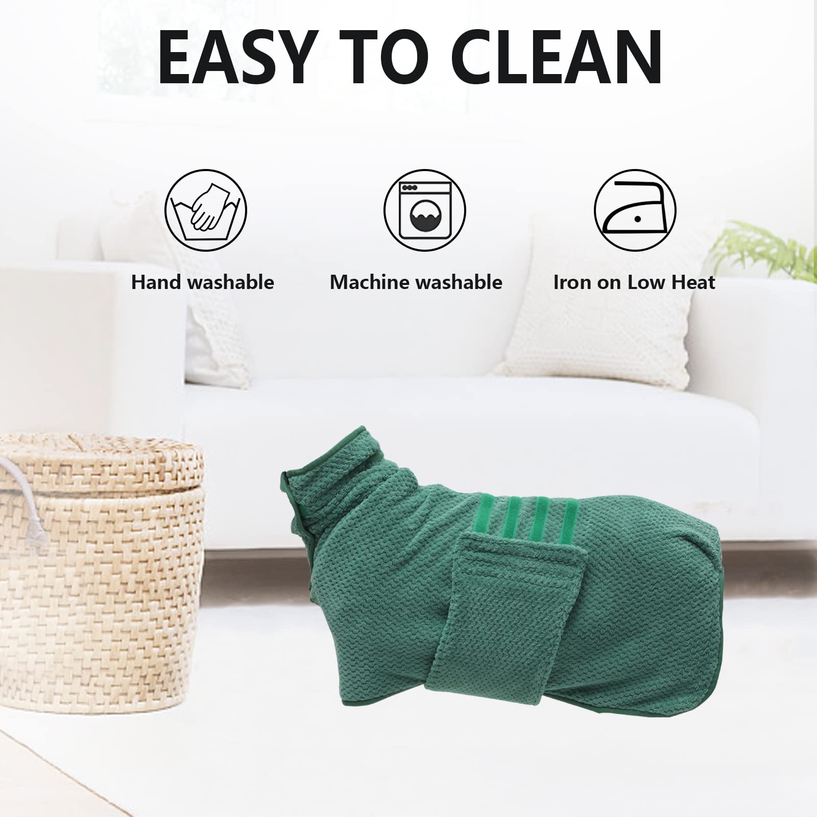 Geyecete Dog Bathrobe Towel Dog Drying Coat-Dry Fast Dog Bag-Pineapple Grid Fast Drying Super Absorbent Pet Dog Cat Bath Robe Towel-Green-Xl