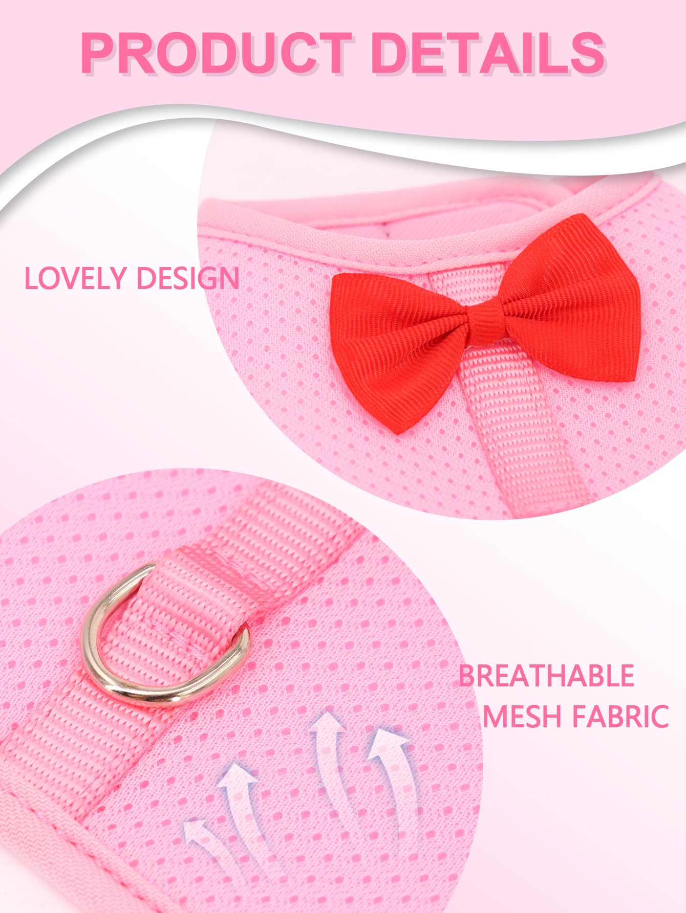 Rabbit Harness And Leash Set For Walking Escape Proof, Mesh Breathable Adjustable Bunny Harness Camping Hiking Training For Ferr