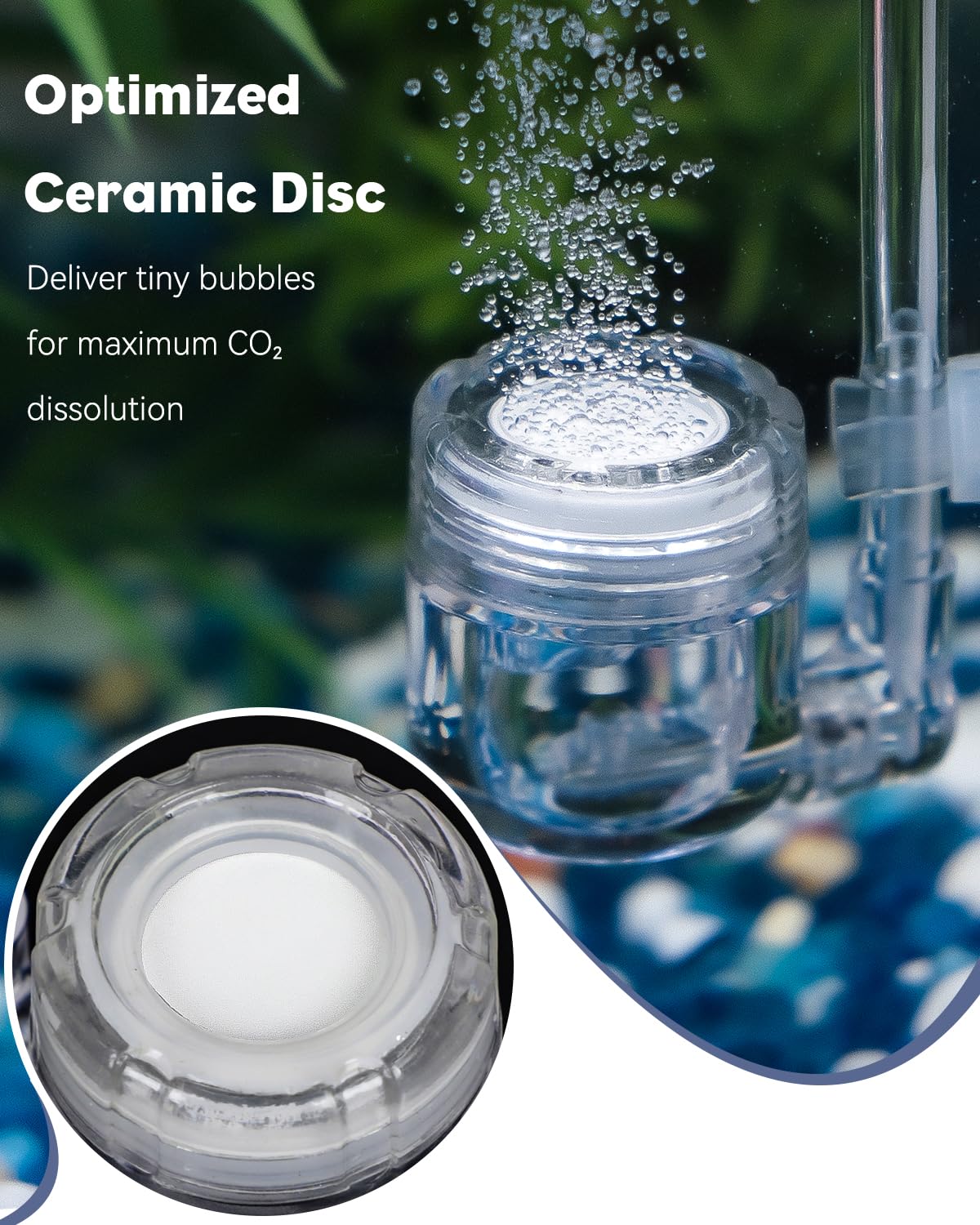 Pawfly CO2 Diffuser for Aquarium Plants, Clear Acrylic, Small Size, Model Pawfly-2082-TP, Includes Ceramic Disc Bubble Counter