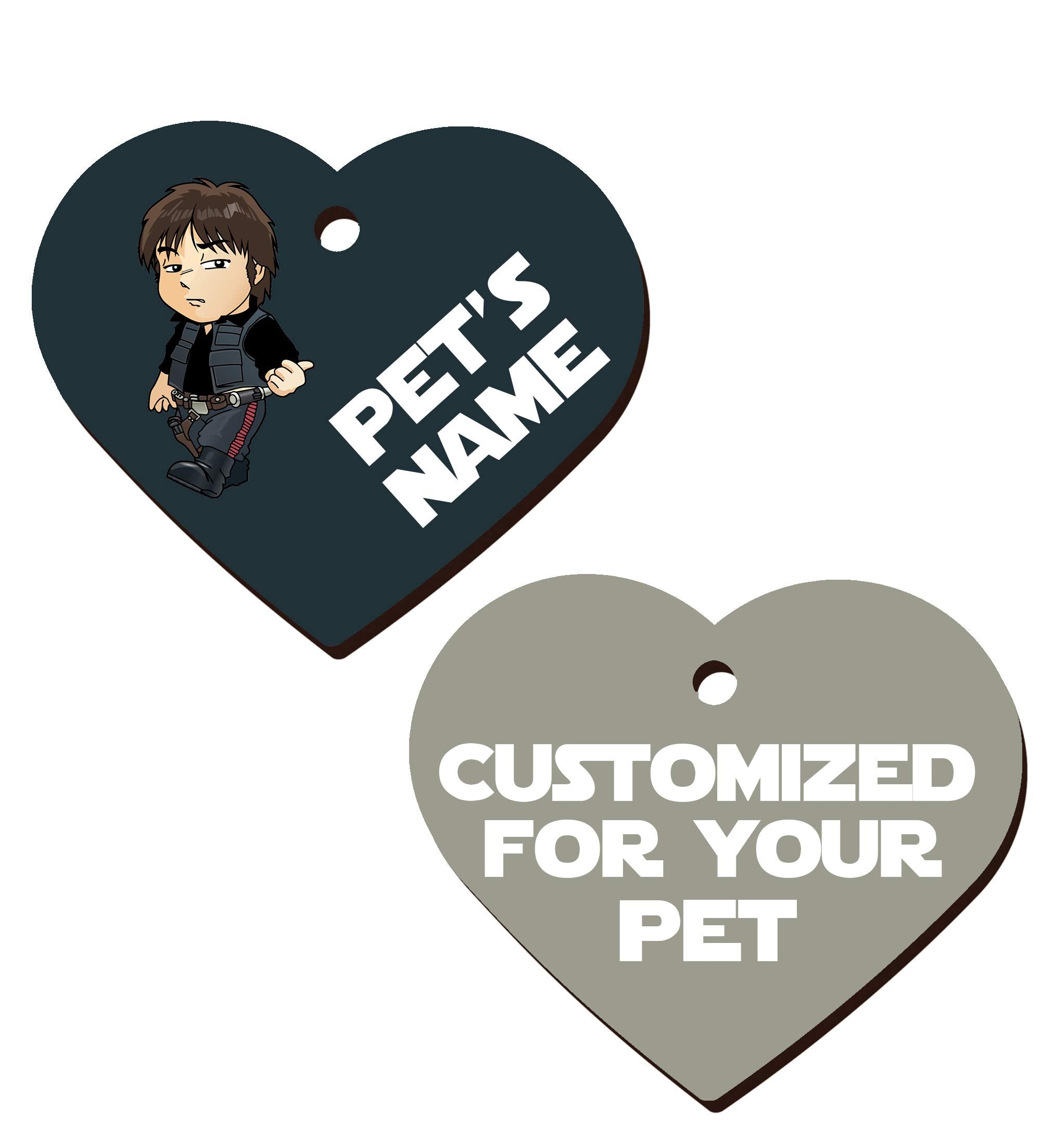 Udesignusa Double Sided Pet Id Tags For Dogs & Cats Personalized For Your Pet (Han Solo, Heart Shaped)