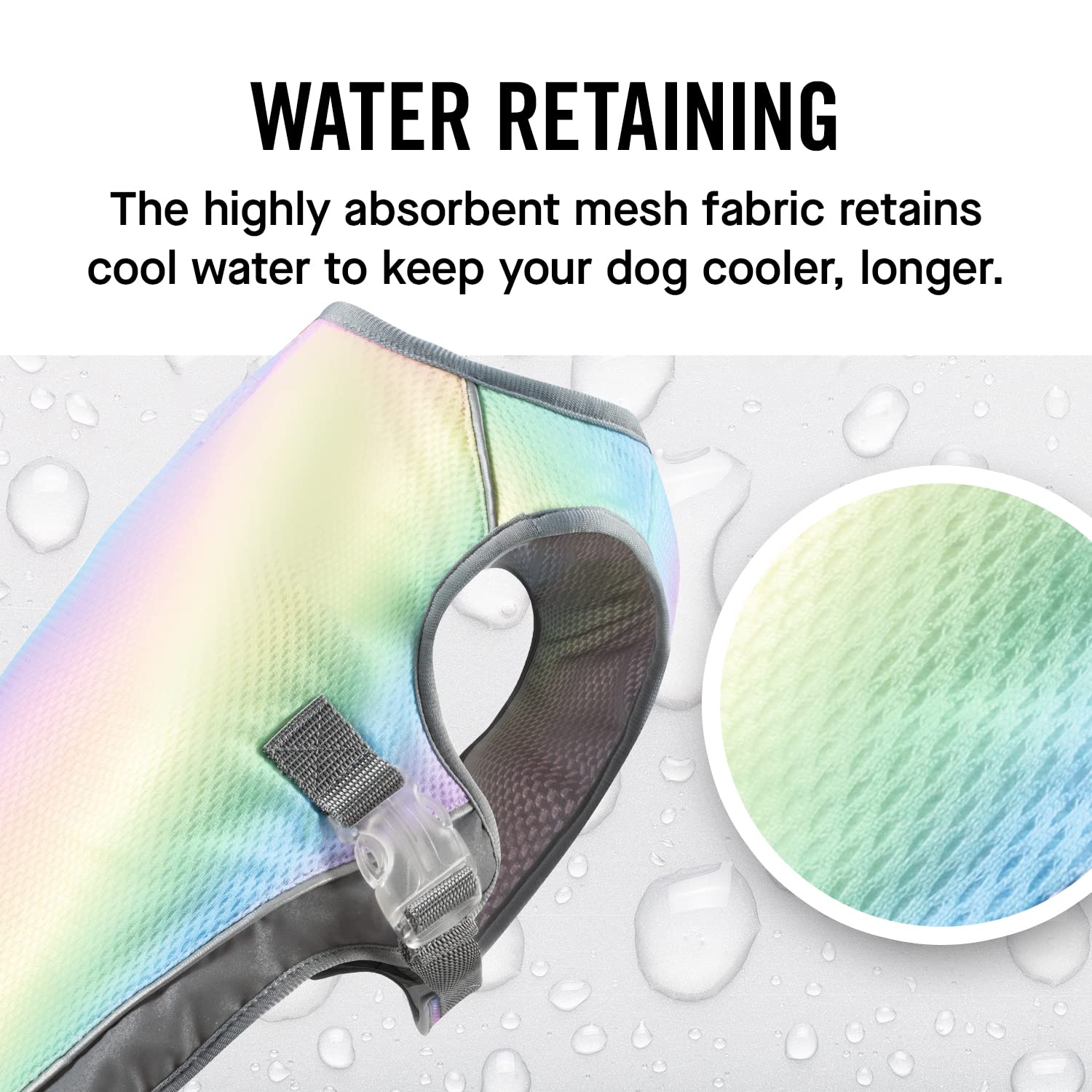 Canada Pooch Dog Cooling Vest - Evaporative Cooling Vest For Dogs With Breathable Mesh Material & Reflective Lining, Adjustable Dog Cooling Vest (28 (27-29' Back Length), Rainbow)