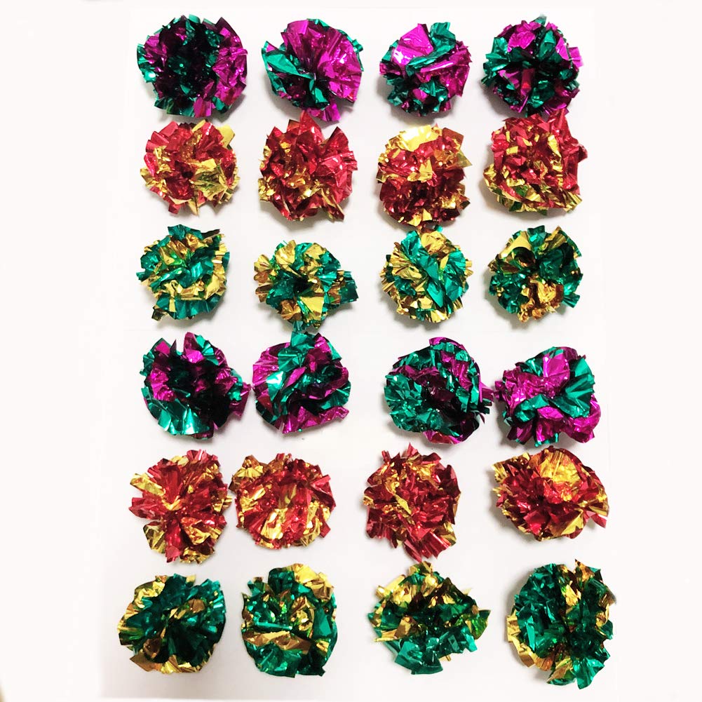 PETFAVORITES Original Mylar Crinkle Balls Cat Toys - 24 Pack