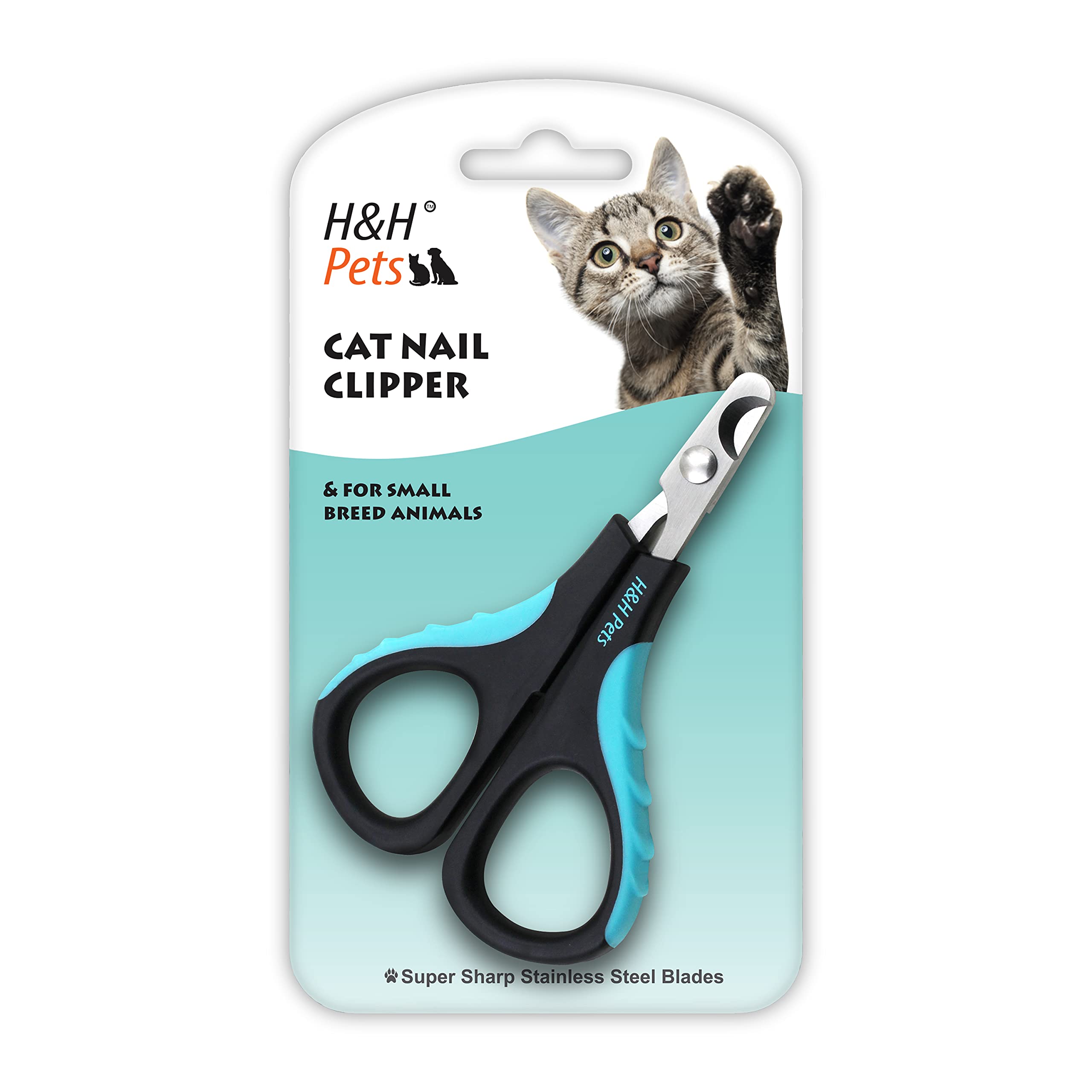 Cat Nail Clipper By H&H Pets - Professional Sharp Stainless Steel Claw Clipper Trimmer With Sturdy Non Slip Handles - For Cats & Small Animal At Home Grooming Accessories