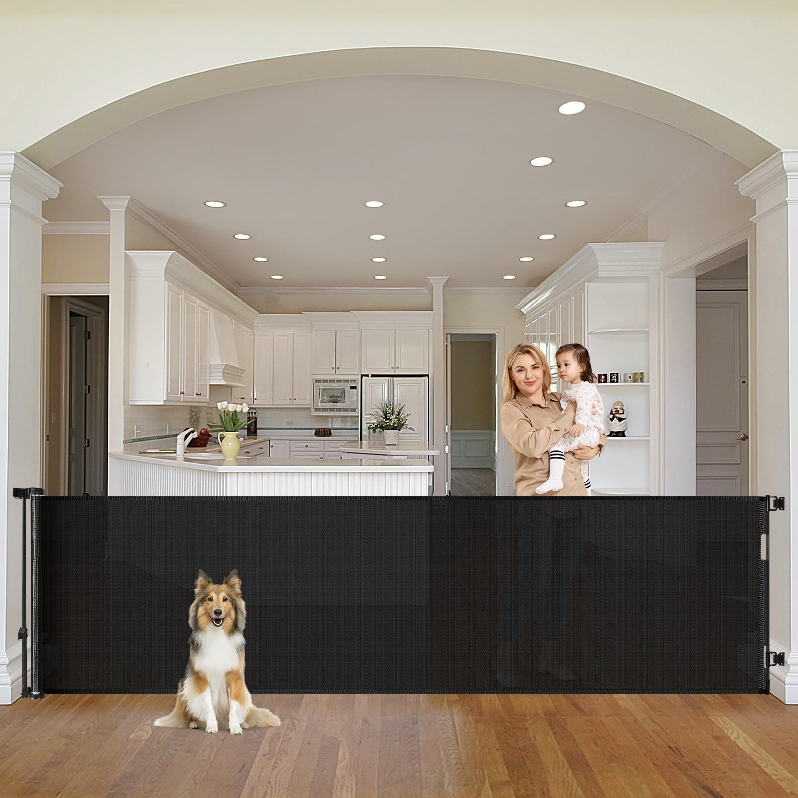 90 Inch Retractable Baby Gates Extra Wide Dog Gate Outdoor Retractable Gate Indoor Long Baby Gate Extra Wide Baby Gates for Larg