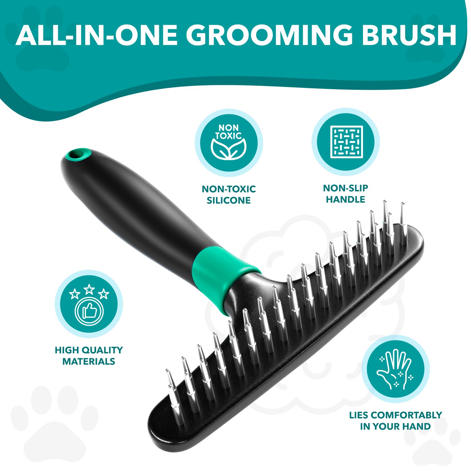 Dogi Deshedding Brush Comb - Undercoat Rake For Dogs, Cats, Short, Long Hair Coats - Double Row Stainless Steel Pins - Reduce Sh