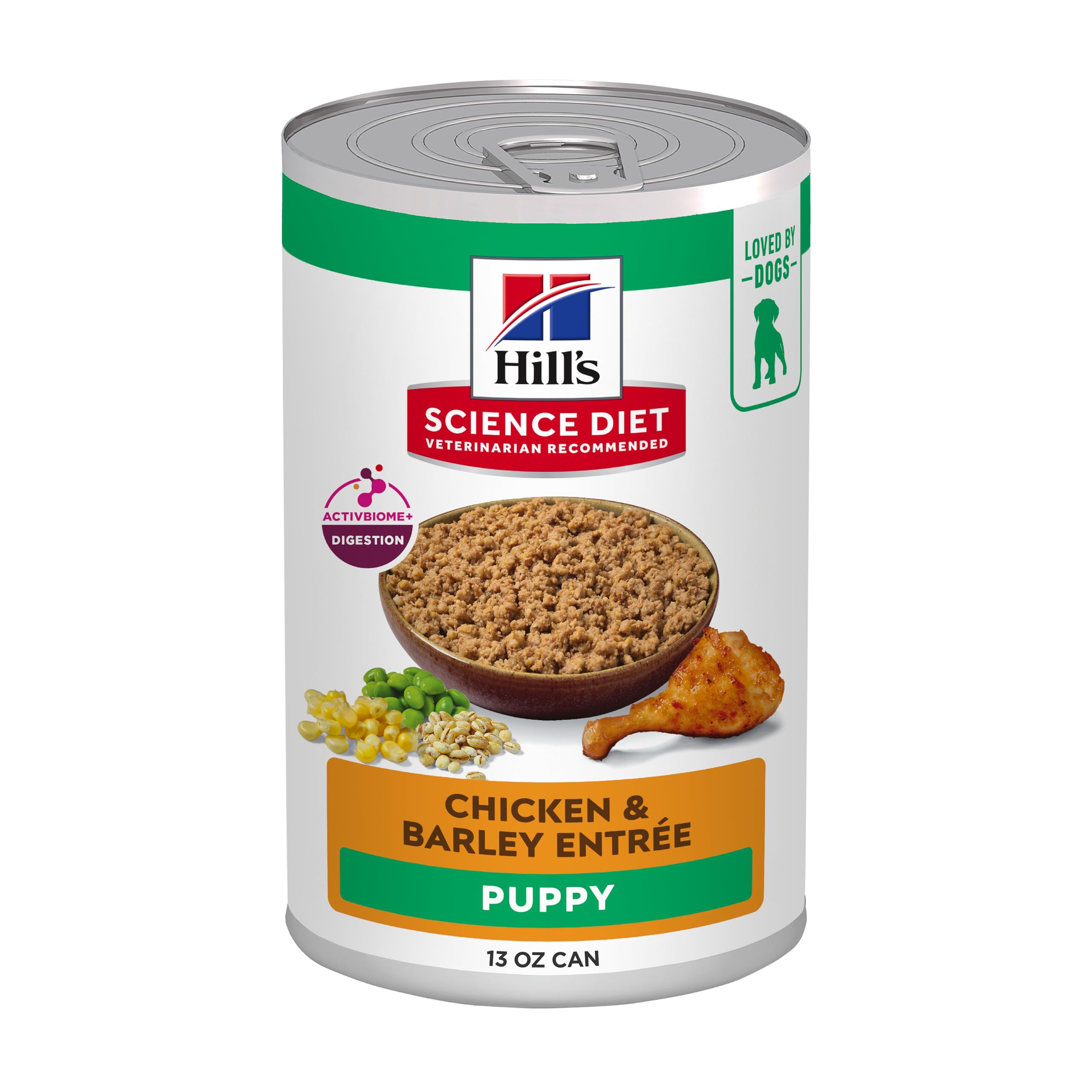Hills Science Diet Puppy, Puppy Premium Nutrition, Wet Dog Food, Chicken & Barley Loaf, 13 oz Can, Case of 12