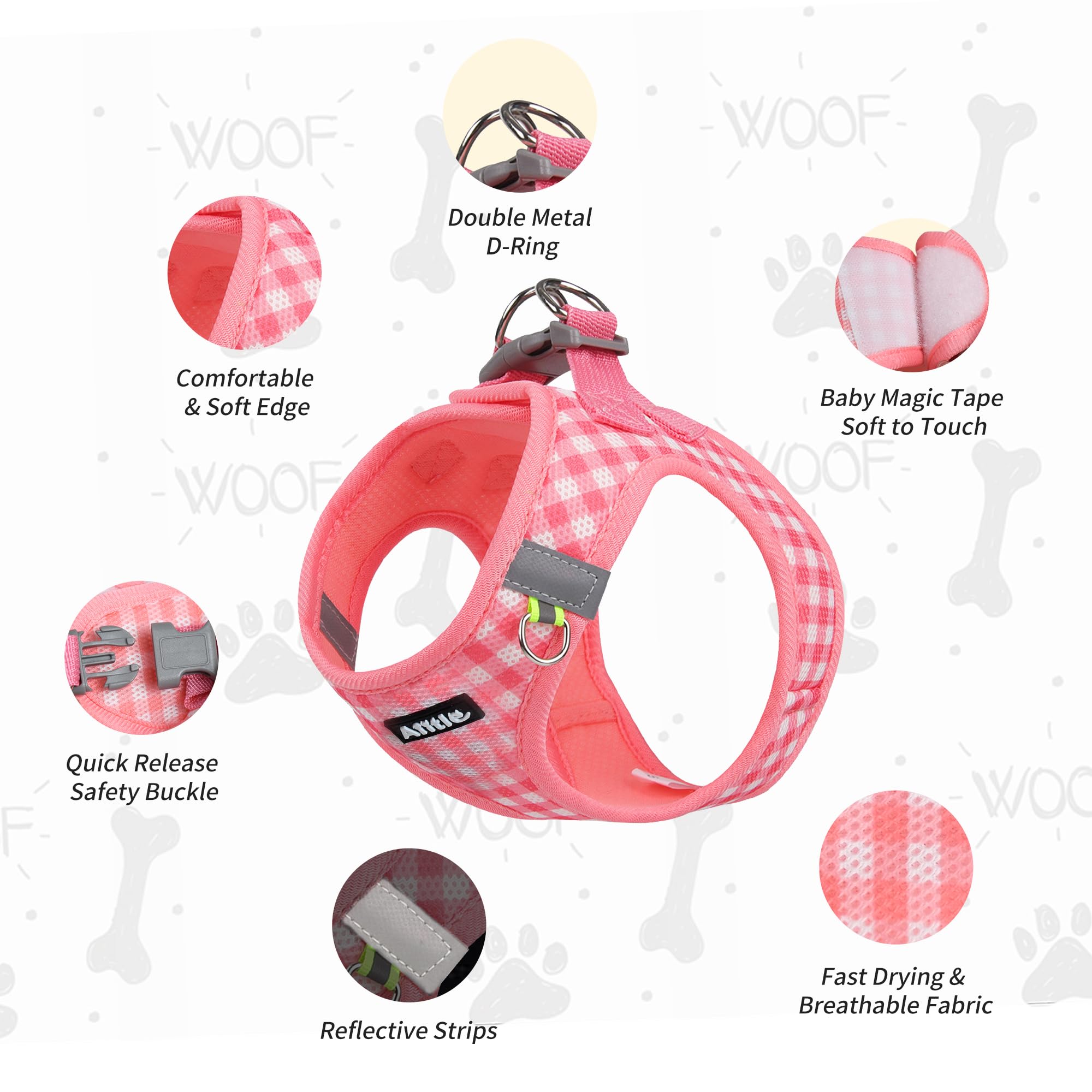 Aiitle No Pull Dog Harness And Leash Set, Step In No Chock Soft Mesh Dog Harnesses Reflective For Extra-Small Puppy Dogs And Cat