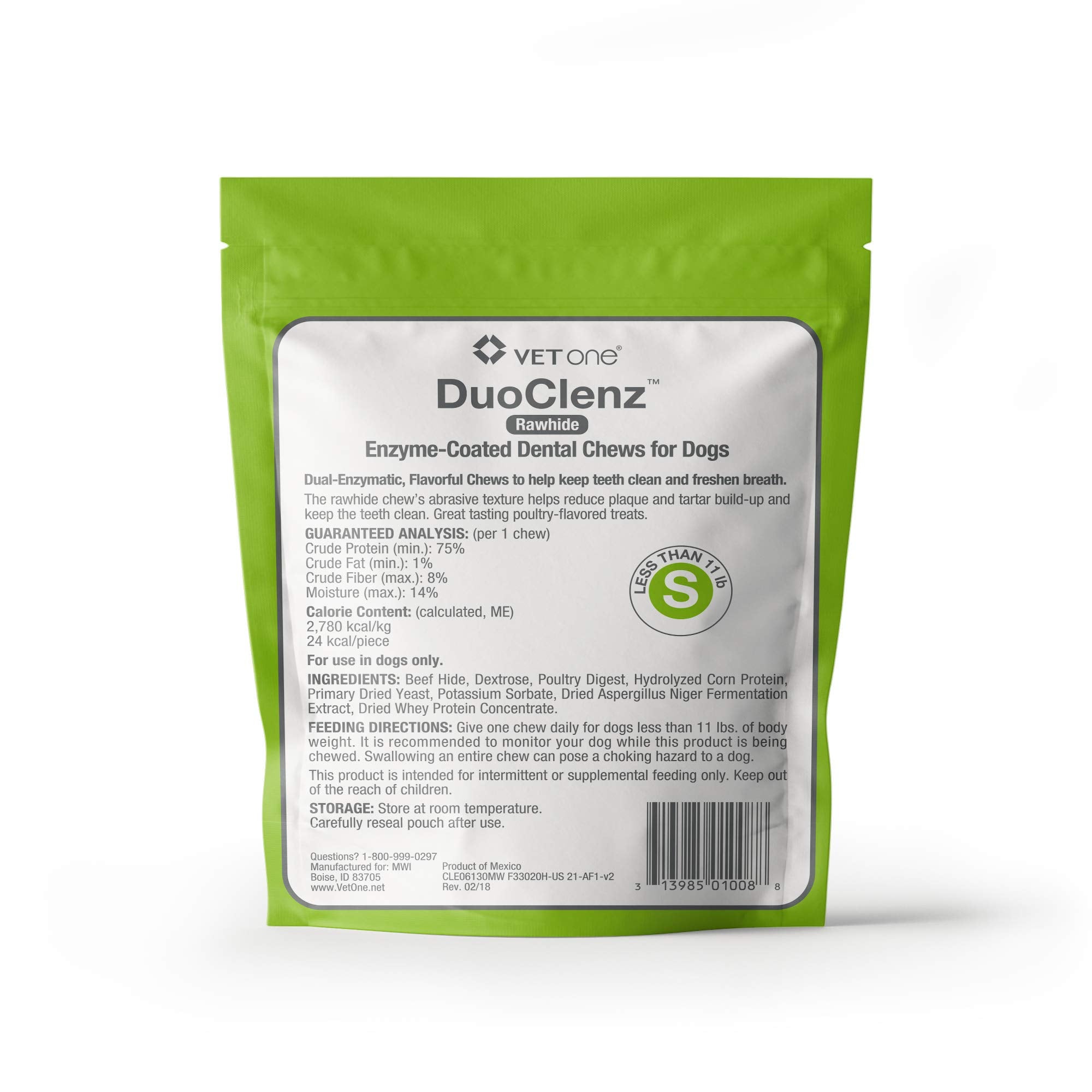 Vet One DuoClenz EnzymeCoated Dog Dental Hygiene Chews for Small Dogs - Clean Teeth & Freshen Breath - 30 Count
