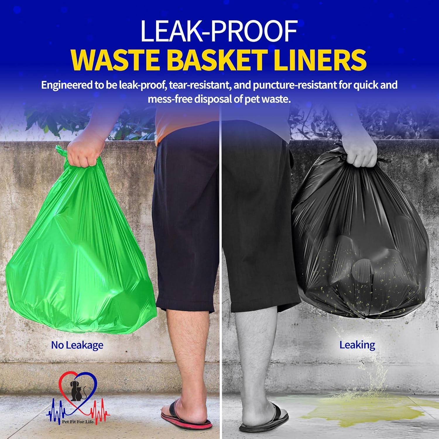 Pet Fit For Life 1.3 Gal Leak-Proof Wastebasket Liners - 3-Pack Of 10 Small Bags For Dog Droppings, Lawn, Garage, Home, Office,