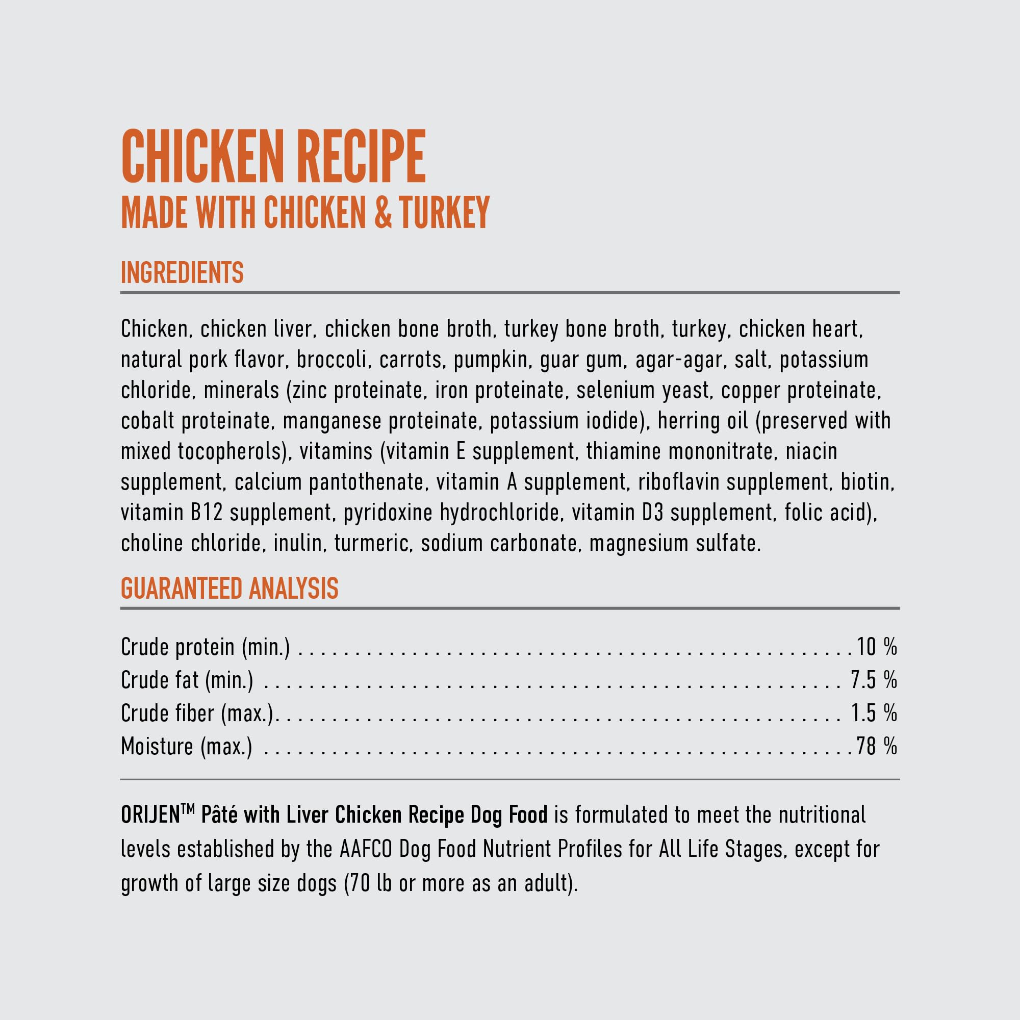 ORIJEN Pate Wet Dog Food Chicken Recipe with Liver 12.8oz Cans (12 Count)