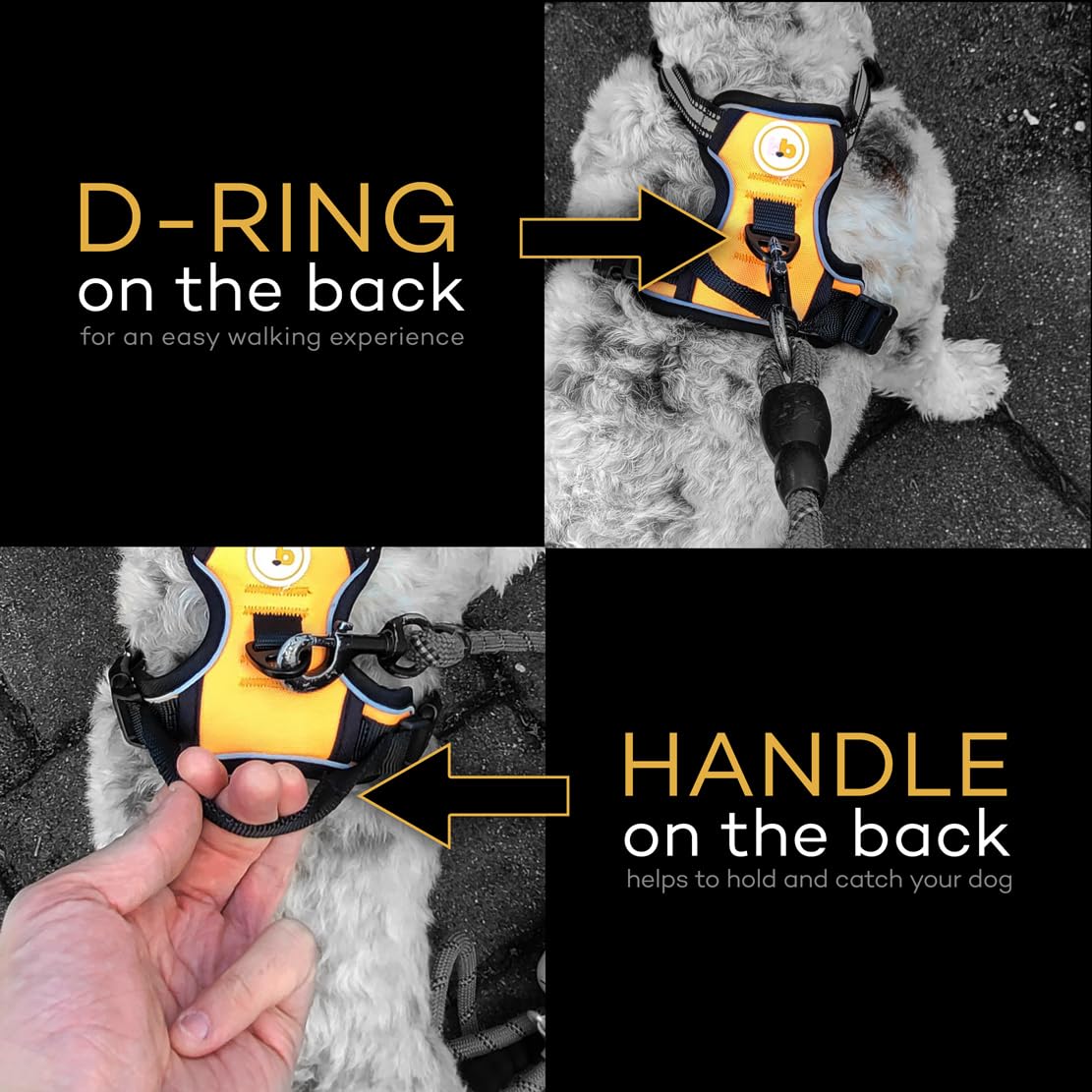 Buddy'S Best Dog Harness, No-Pull Pet Harness With 2 Leash Clips, Frenchie Harness, Adjustable Soft Padded Reflective Safety Pet