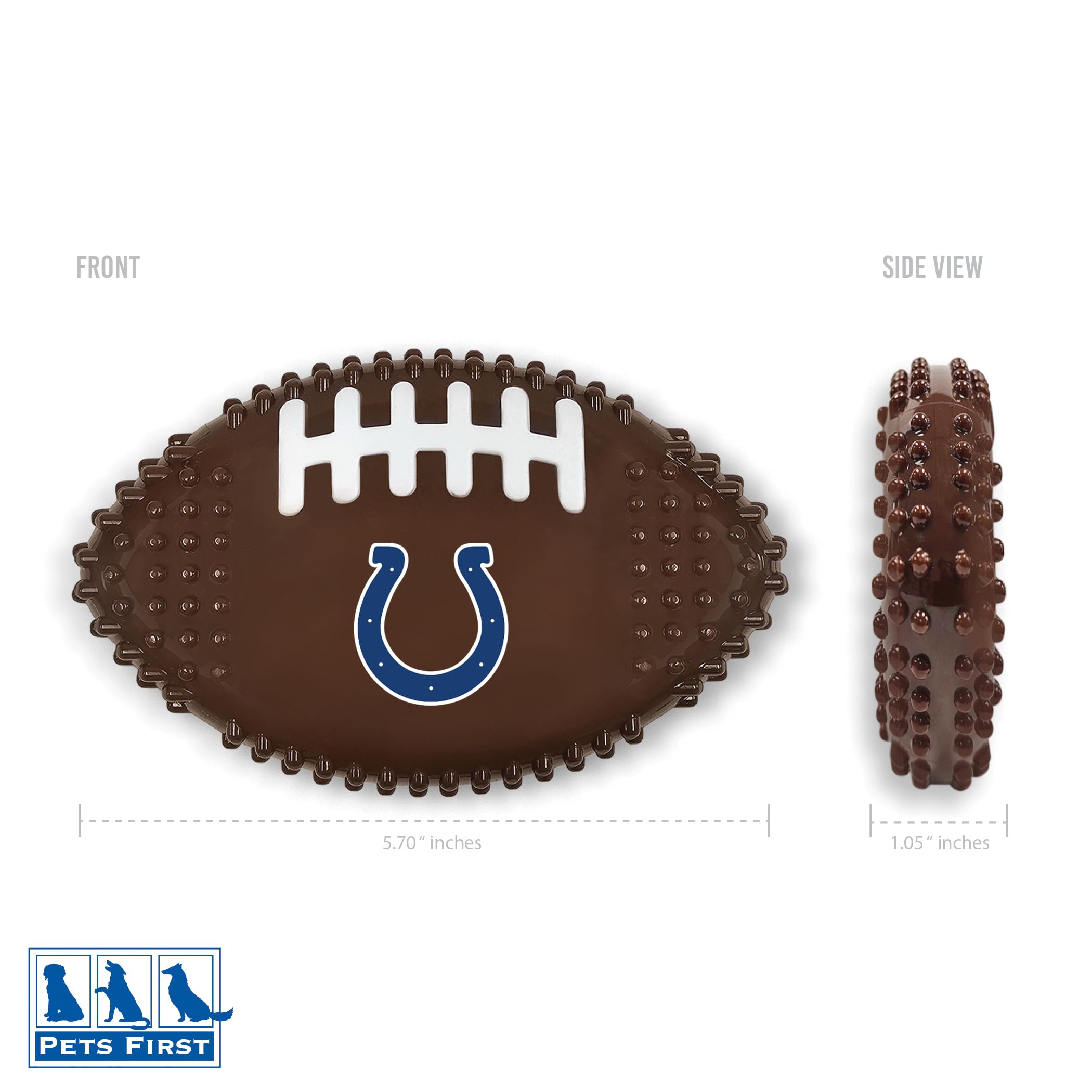 Nfl Indianapolis Colts Mega-Chew Hard Nylon Bacon-Flavored Dog Bone Football Chew Toy Interactive Tasty Fun Dog Chewy Toys Indes