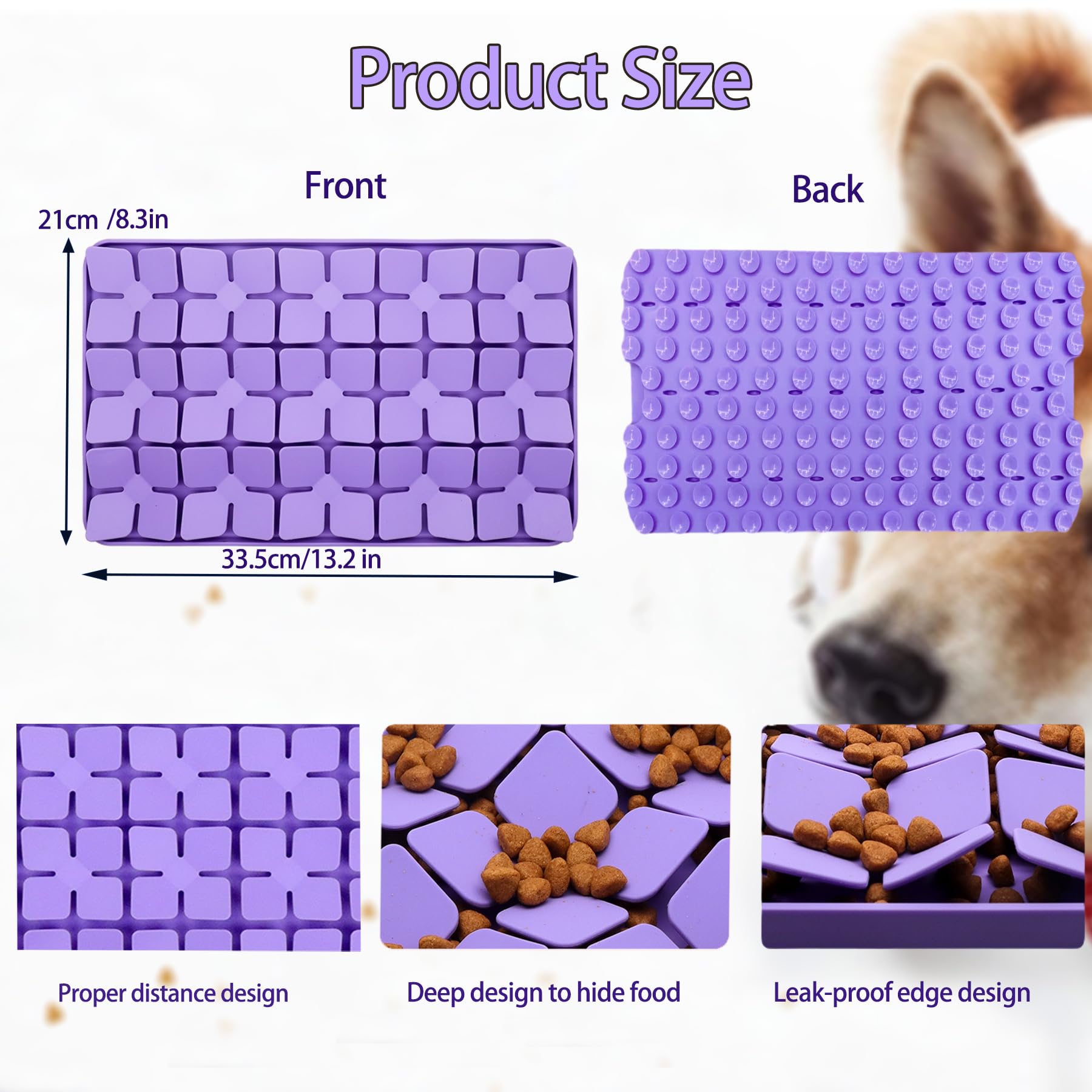 Femont Silicone Snuffle Mat for Small Medium Dogs,Slow Feeder Lick Mat for Pet Slow Down Eating,Encourages Natural Foraging Skil