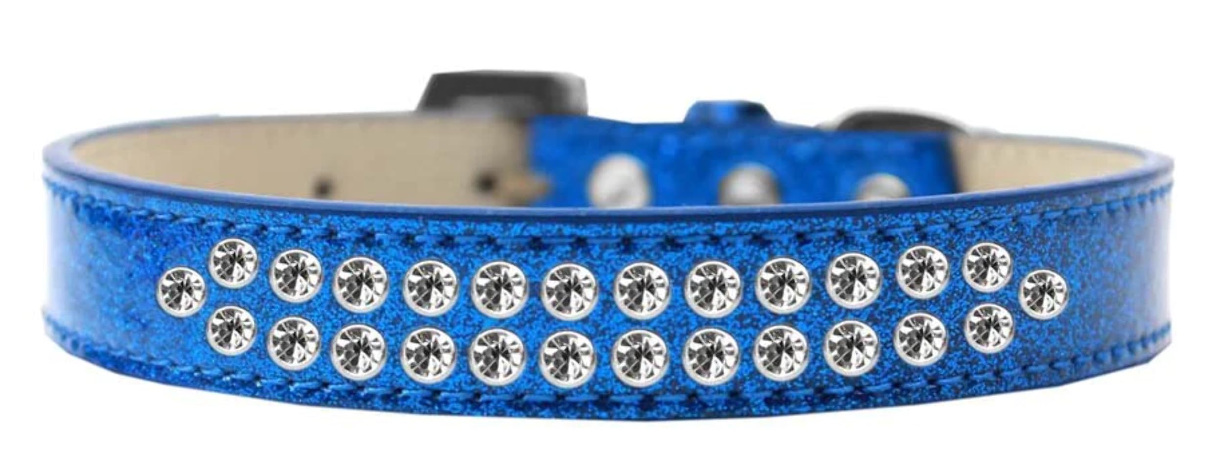 Dog, Puppy & Pet Ice Cream Collar, Two Row Clear Crystal Rimsets Purple 14