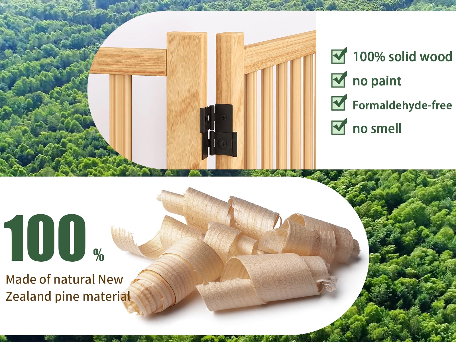 YOCAN Wooden Freestanding Dog Gate, Pet Gate for Indoor Use, Dog Fence for Doorways, Stairs & House, Step-Over Design, Easy to I