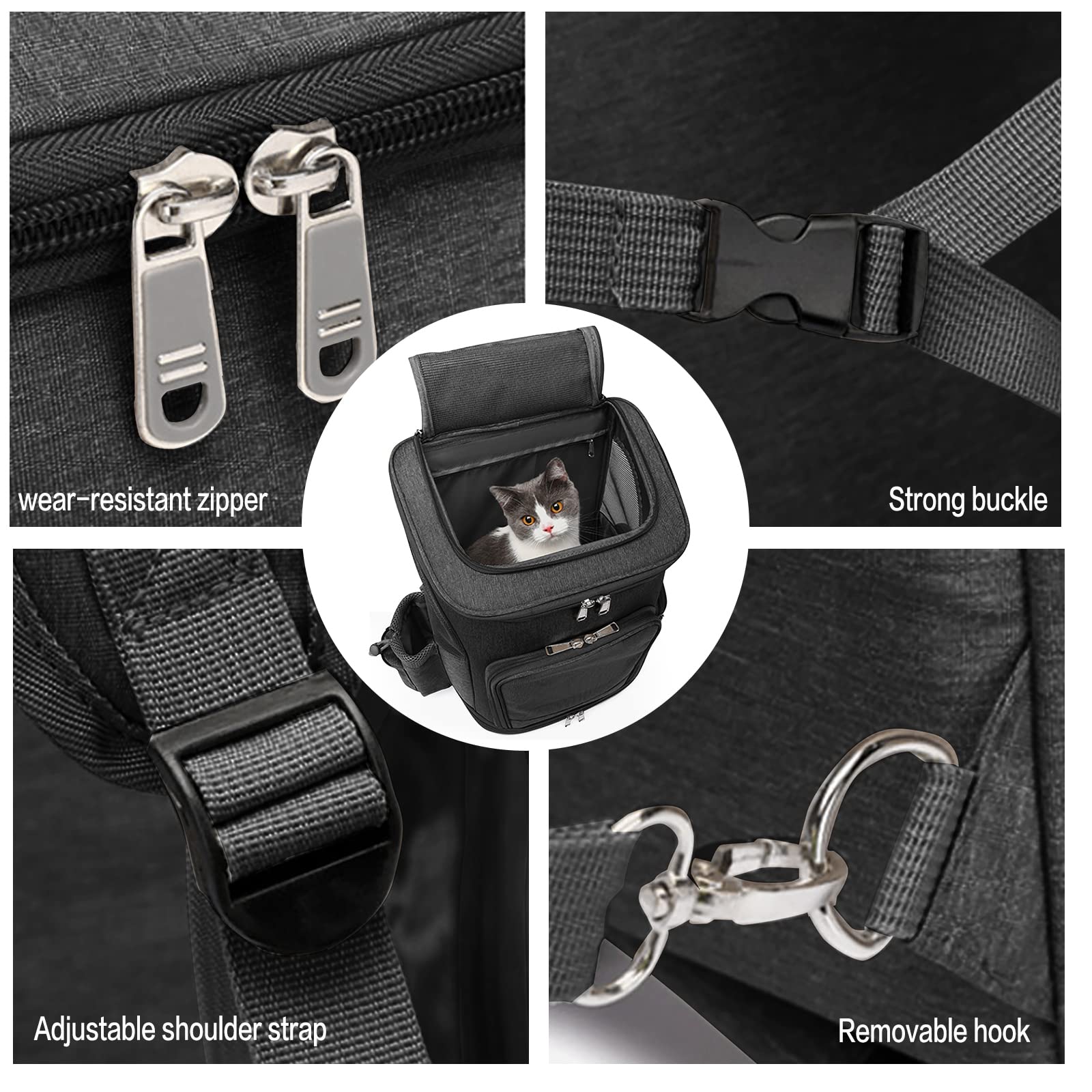 Wheeled Pet Carrier Backpack Pet Stroller, Travel Carrier, Car Seat For Small Dogs Cats Puppies, Comfort Cat Backpack Removable