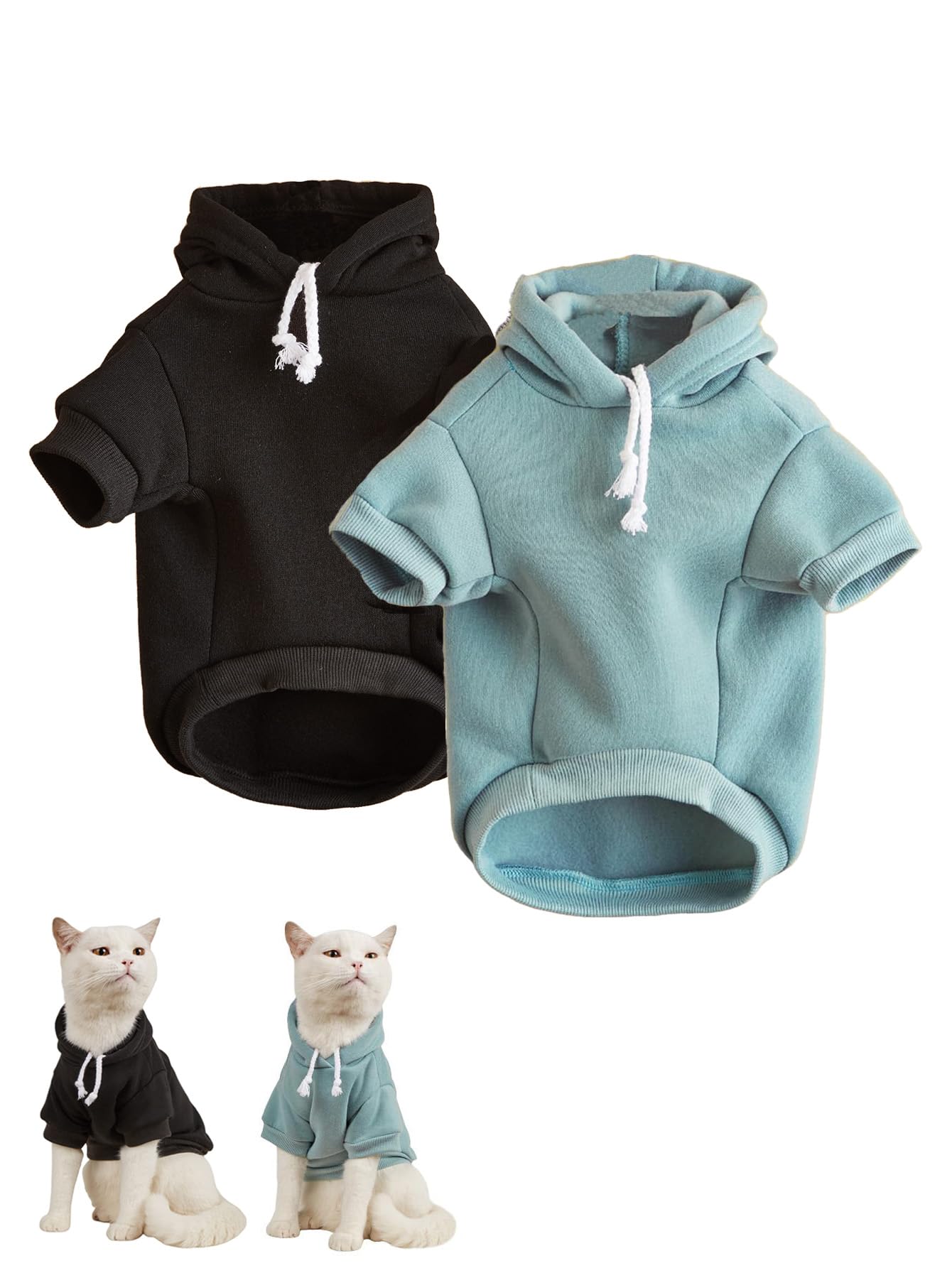 Qwinee 2Pcs Basic Dog & Cat Apparel, Warm Jacket & Shirt For Small To Medium Dogs & Cats, Multicolored