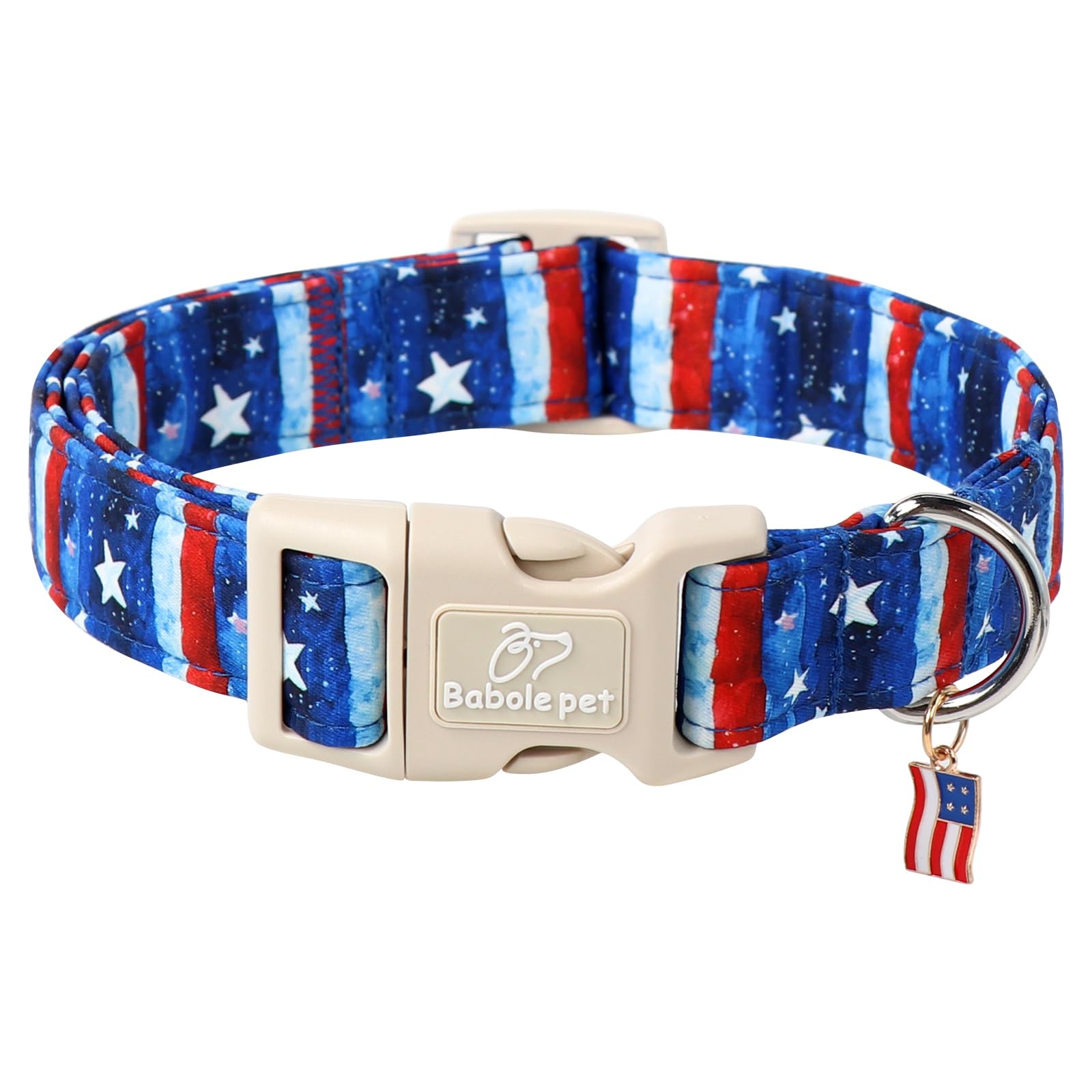 Babole Pet 4Th Of July Dog Collar, Stars & Stripes Patriotic Dog Collars For Small Dogs, Adjustable Lightweight Quick-Release Bu