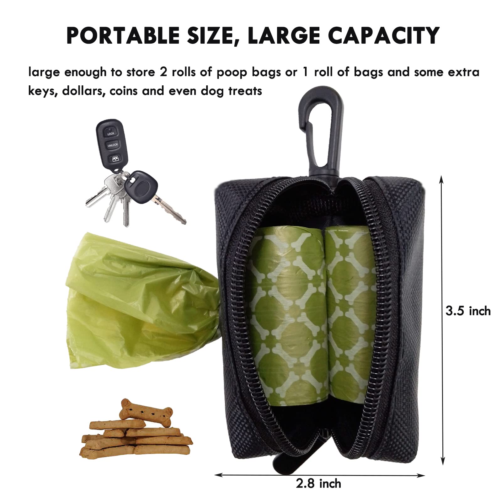 Dog Poop Bag Holder, Poop Bag Holders For Leashes, Cakovano Pet Dog Waste Bag Dispenser Leash Attachment - Fits Any Dog Leash -