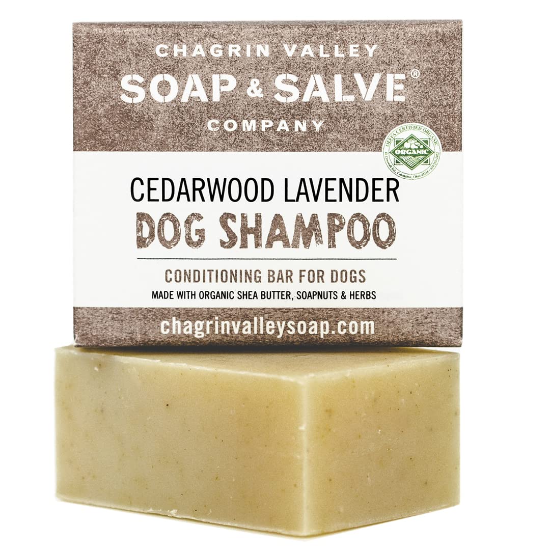 Organic Natural Dog Shampoo - Cedarwood Lavender 3.8 Oz Bar - Chagrin Valley Soap & Salve -