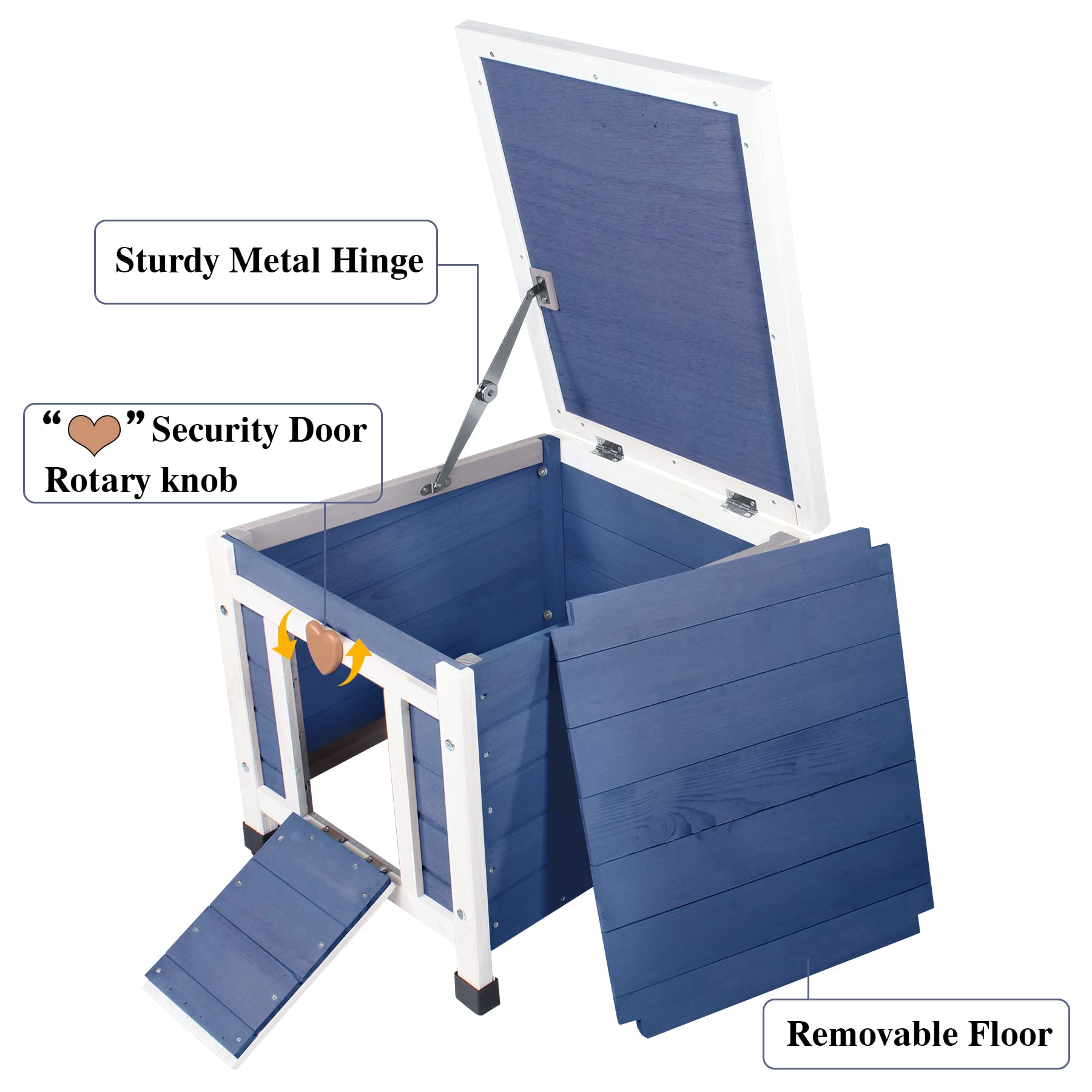 Waterproof Cat House For Outdoor Cats, Wooden Small Pet House Outside, Weatherproof Feral Cat Shelter With Elevated Floor And Lo