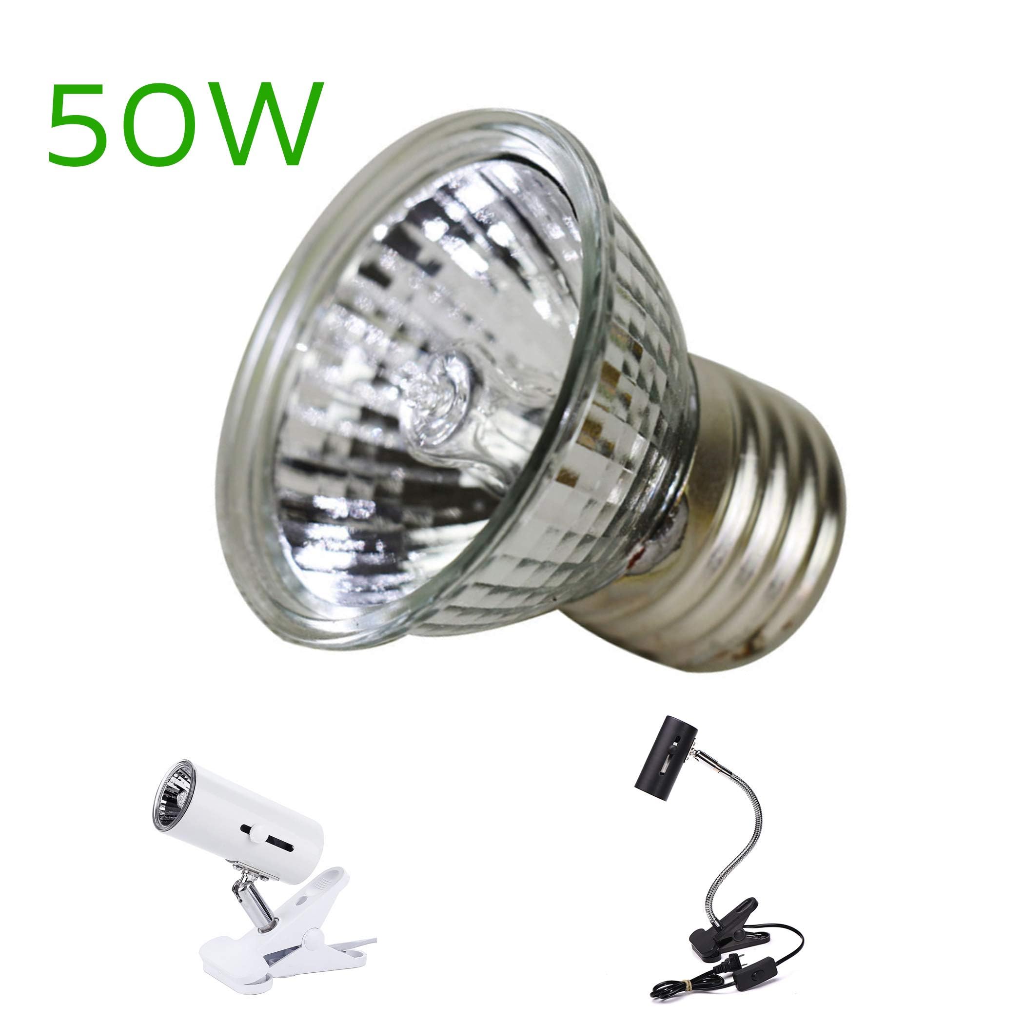 CALPALMY 4-Pack 50W UVA+UVB Bulbs | Heat and Light for Reptiles and Amphibian Tanks, Terrariums and Cages | Works with Various L