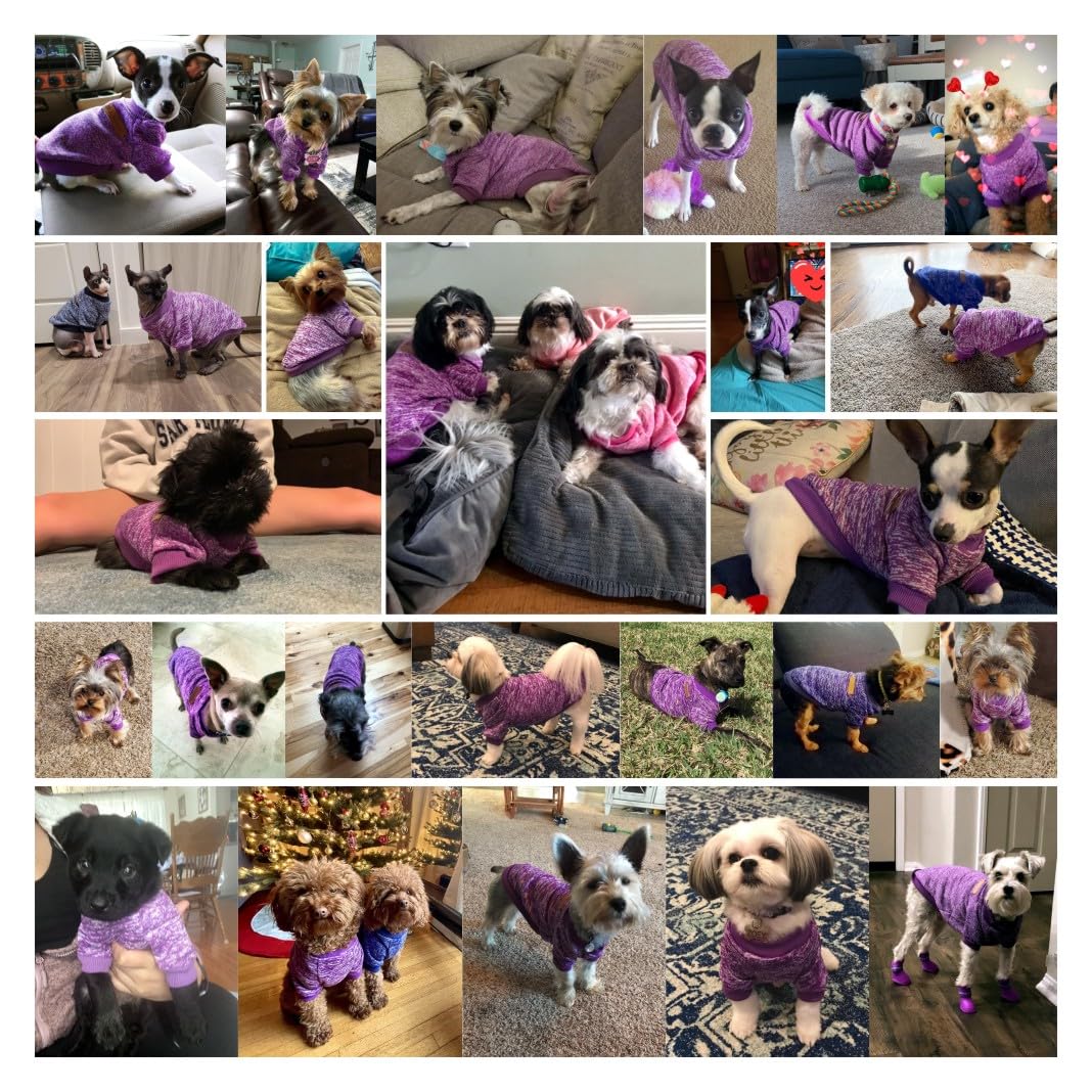 Chborless Pet Dog Classic Knitwear Sweater Warm Winter Puppy Pet Coat Soft Sweater Clothing For Small Dogs (S, Purple)