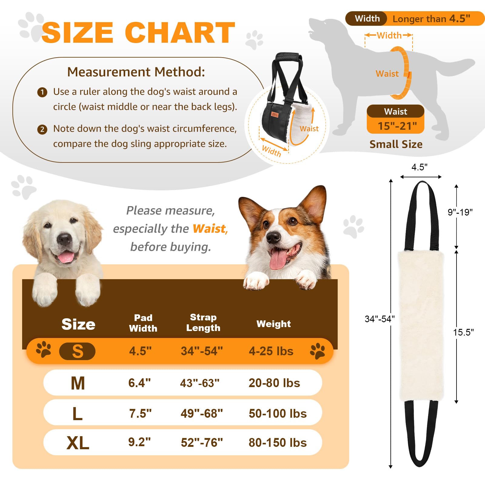 Adjustable Dog Lift Harness, Dog Sling For Large Dogs Lift Support And Rehab Harness For Weak Rear Legs, Soft Hind Leg Support Helps Senior, Injured, Disabled And After Acl Surgery Dogs(Black,Small)