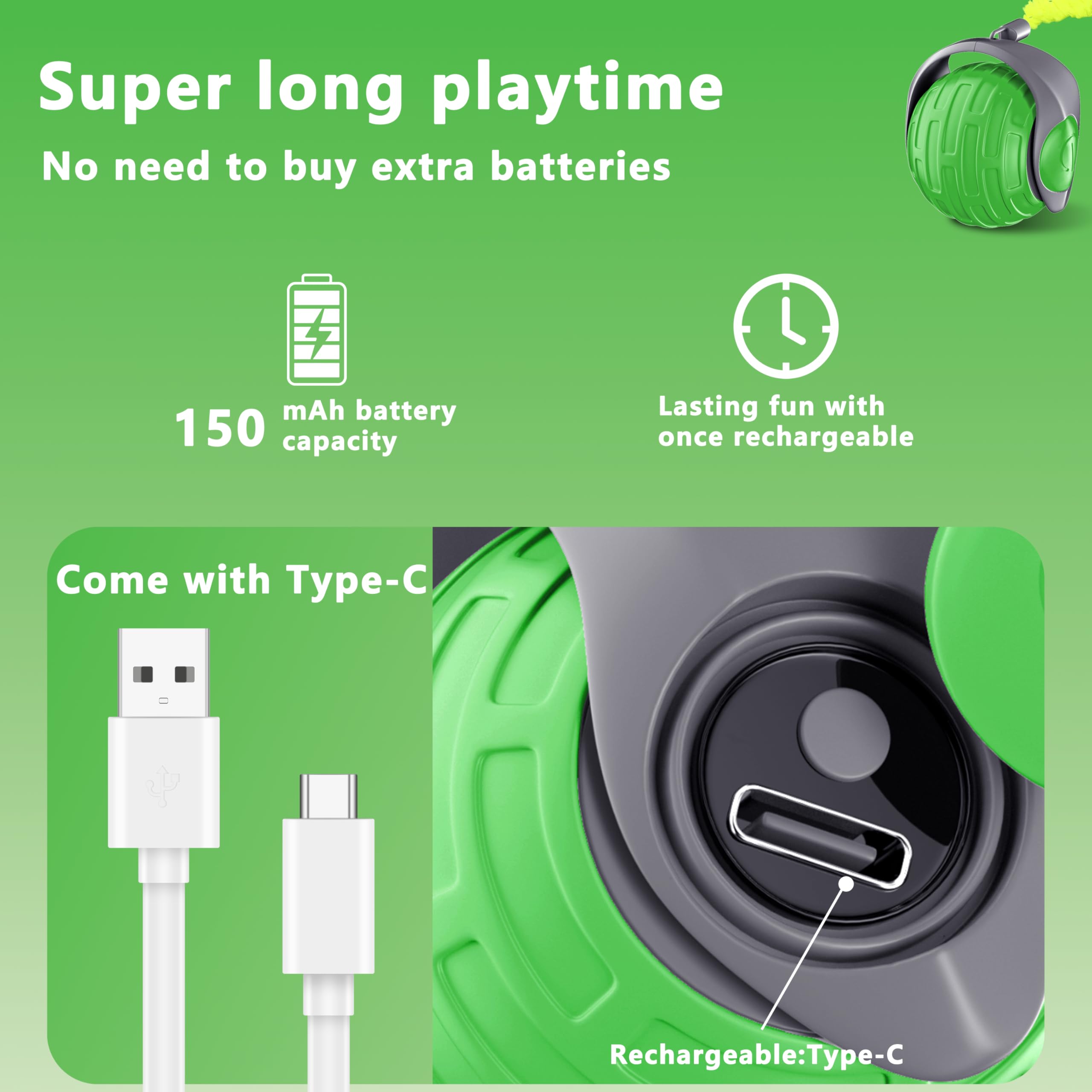 Yemeda Cat Toys,Interactive Cat Toys Ball For Bored Indoor Cat,Automatic Rolling,Drop Resistant And Obstacle Avoidance,2 Modes A