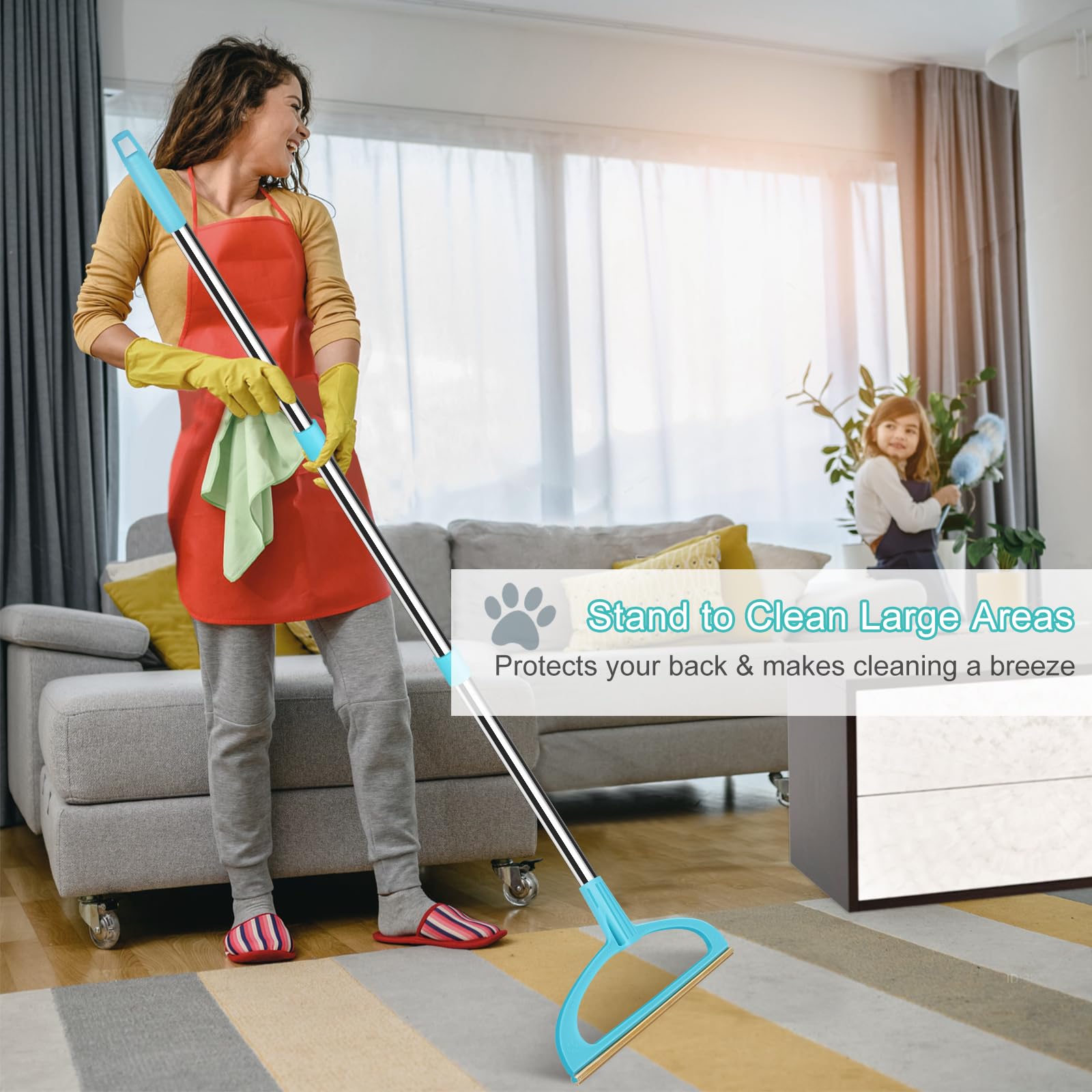 Tosmal Carpet Rake For Pet Hair Removal, Reusable Pet Hair Removal Tool 56    Adjustable Long Handle Pet Hair Removal Broom, Cat