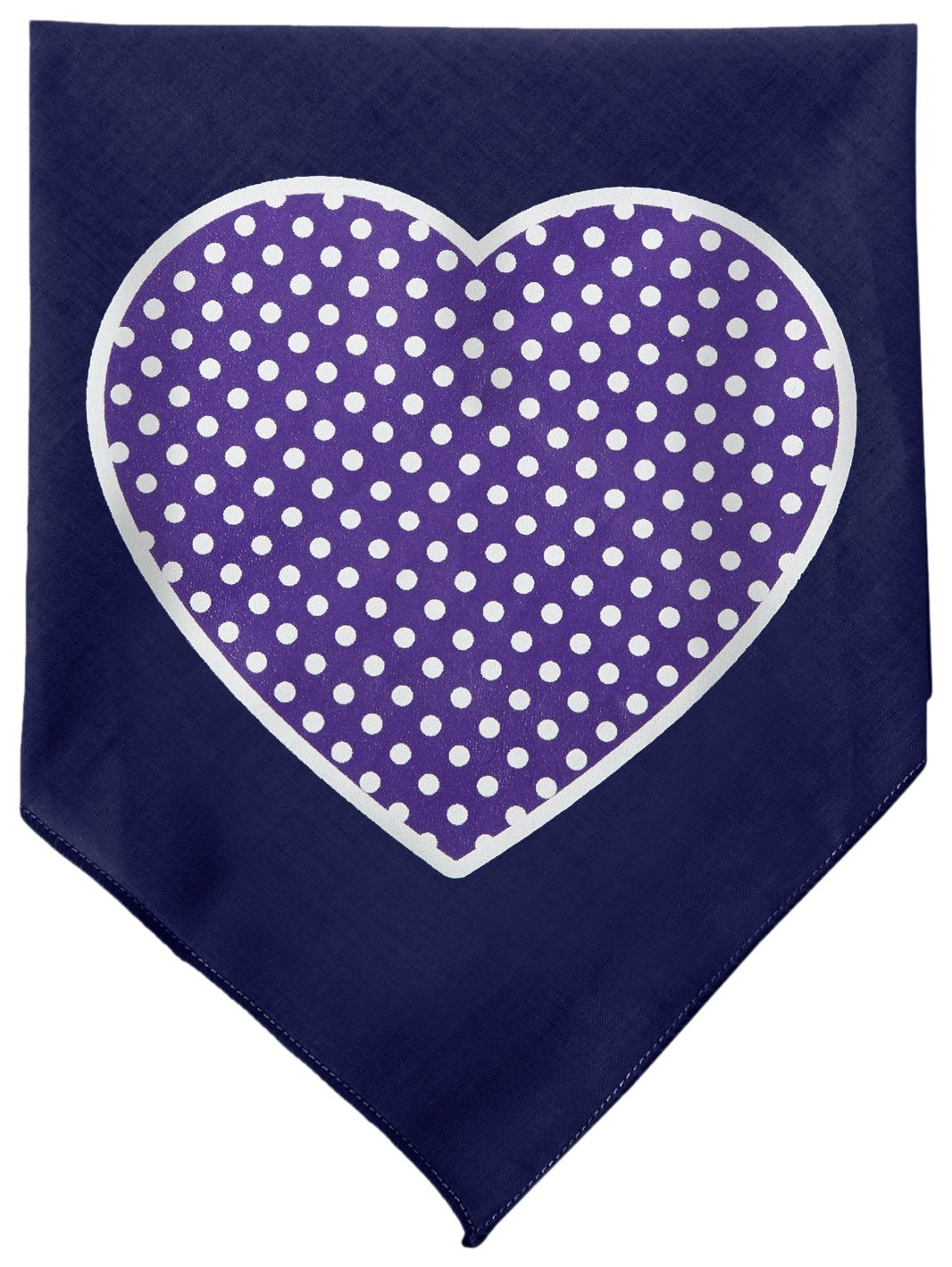 Mirage Pet Products Purple Swiss Dot Heart Screen Print Bandana for Pets, Small, Navy Blue