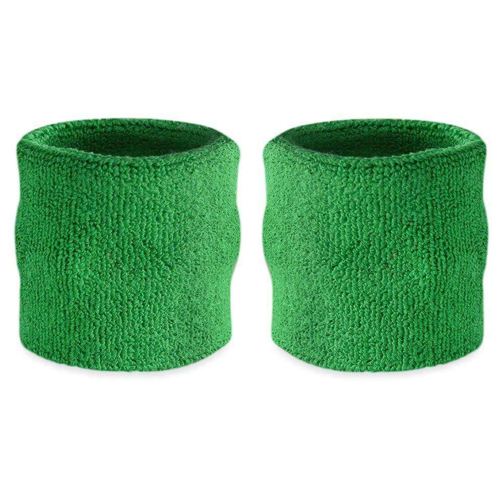 Suddora Wrist Sweatbands Also Available In Neon Colors - Athletic Cotton Terry Cloth Wristband For Sports (Pair) (Green)