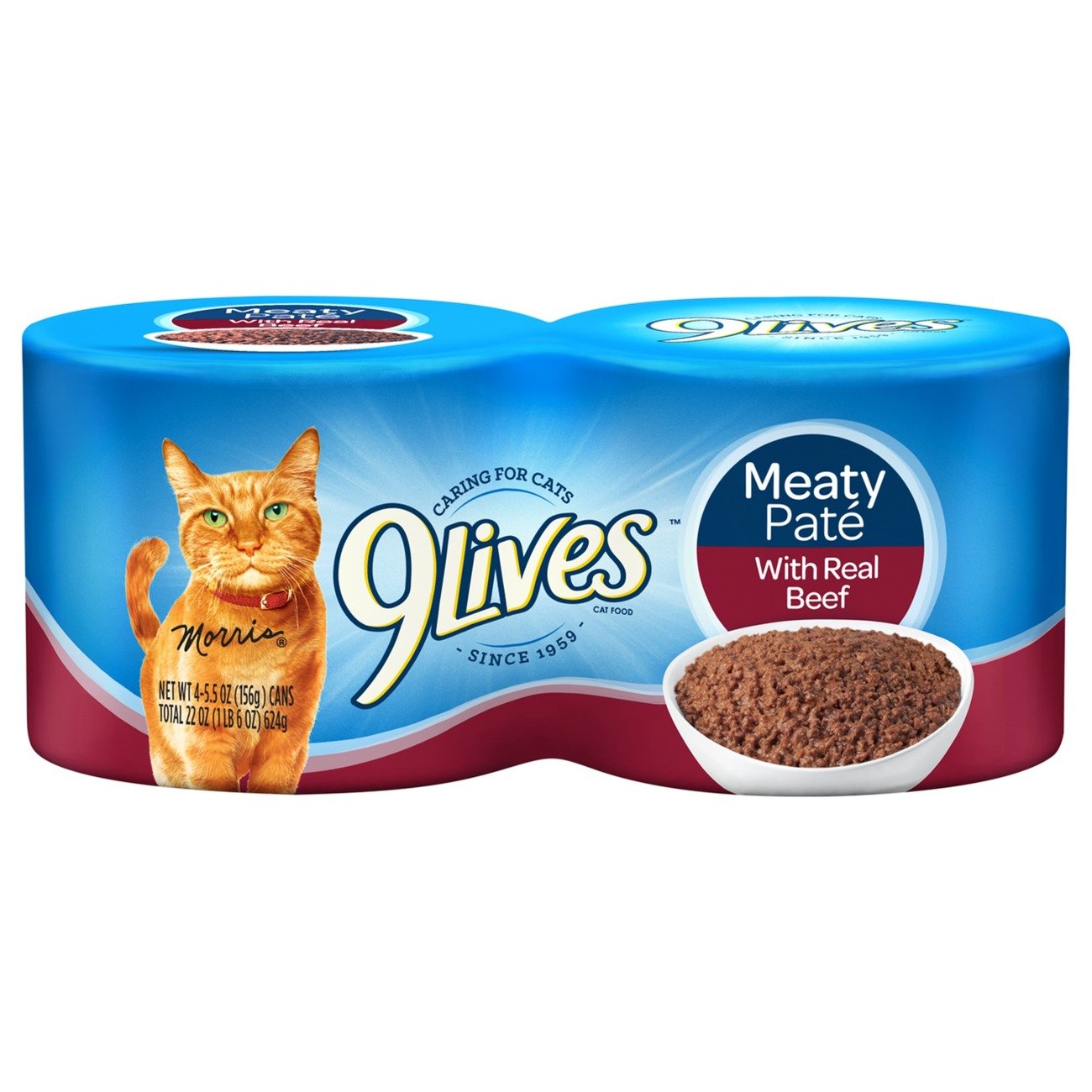 9Lives Meaty Pat   With Real Beef Wet Cat Food, 5.5 Ounce Can (Pack of 24)