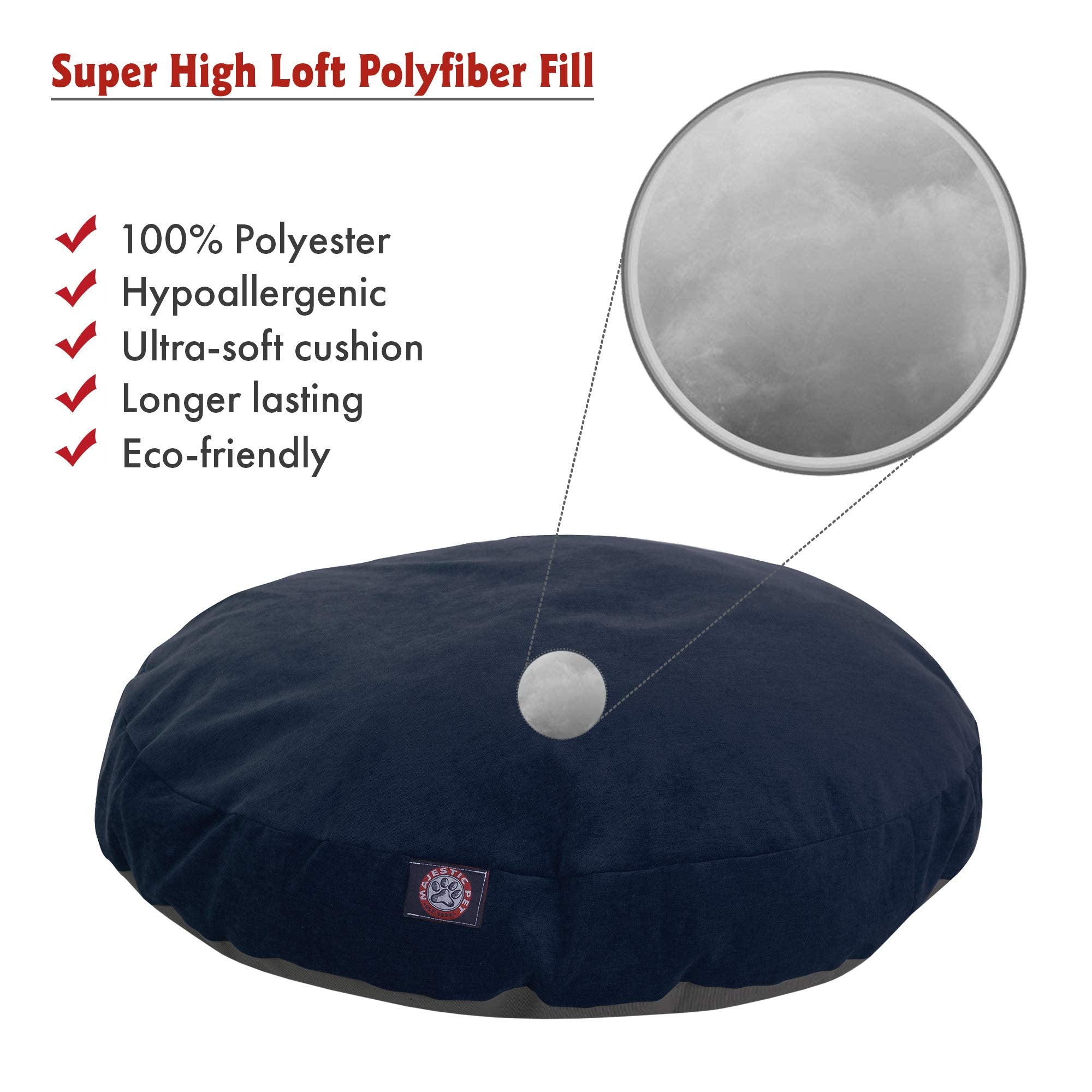 Navy Villa Collection Large Round Pet Dog Bed