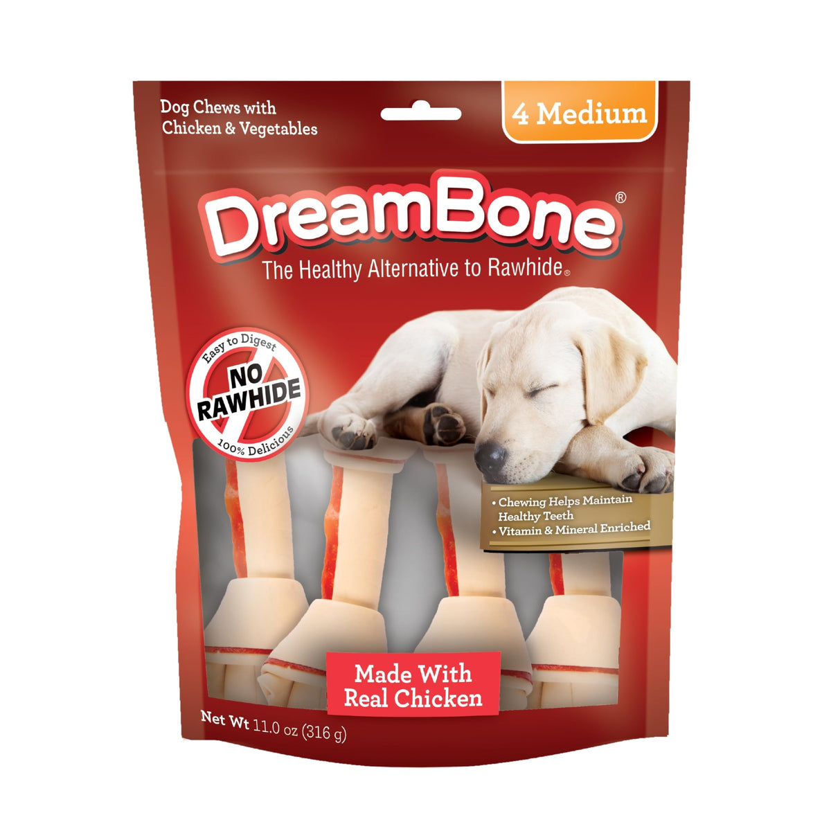 Dreambone Medium And Large Chews, Treat Your Dog To A Chew Made With Real Meat And Vegetables