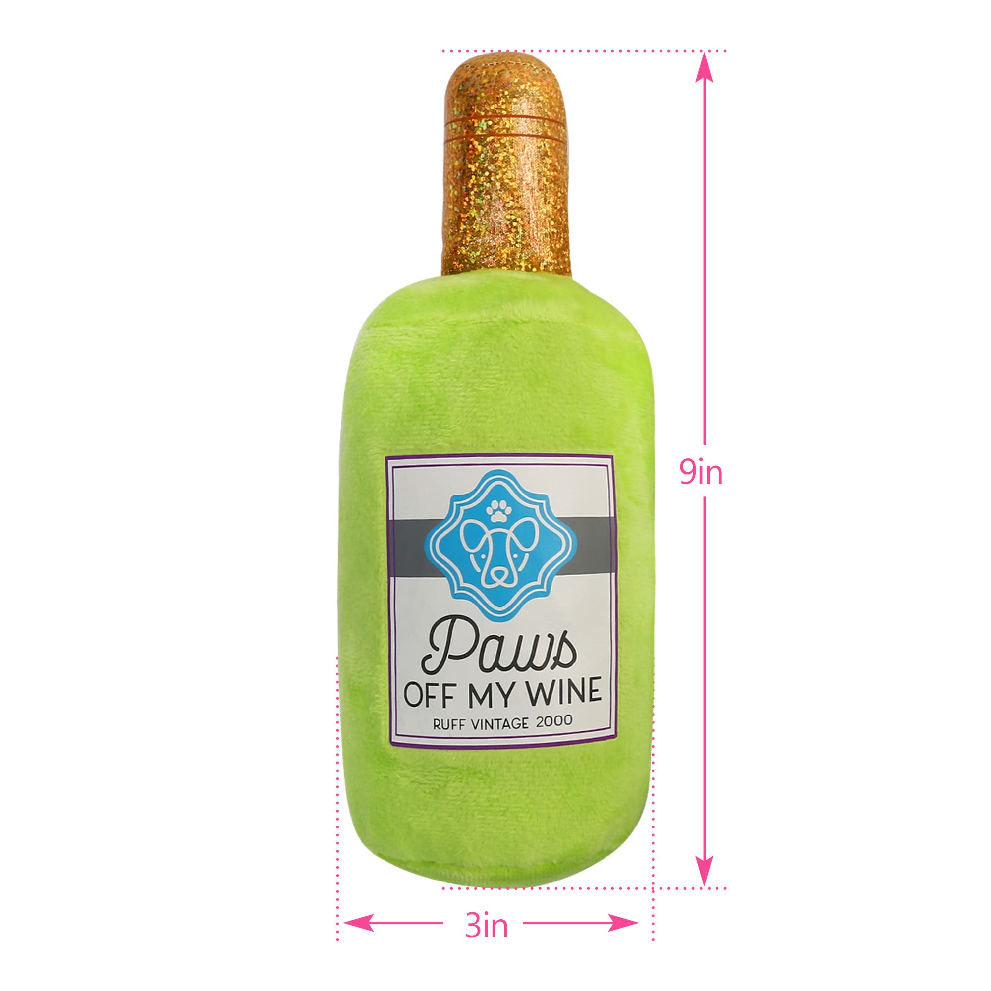 Prime Pets Plush Dog Toy, Crinkle Dog Toys, Wine Bottle Pet Toy For Small Medium Large Dogs