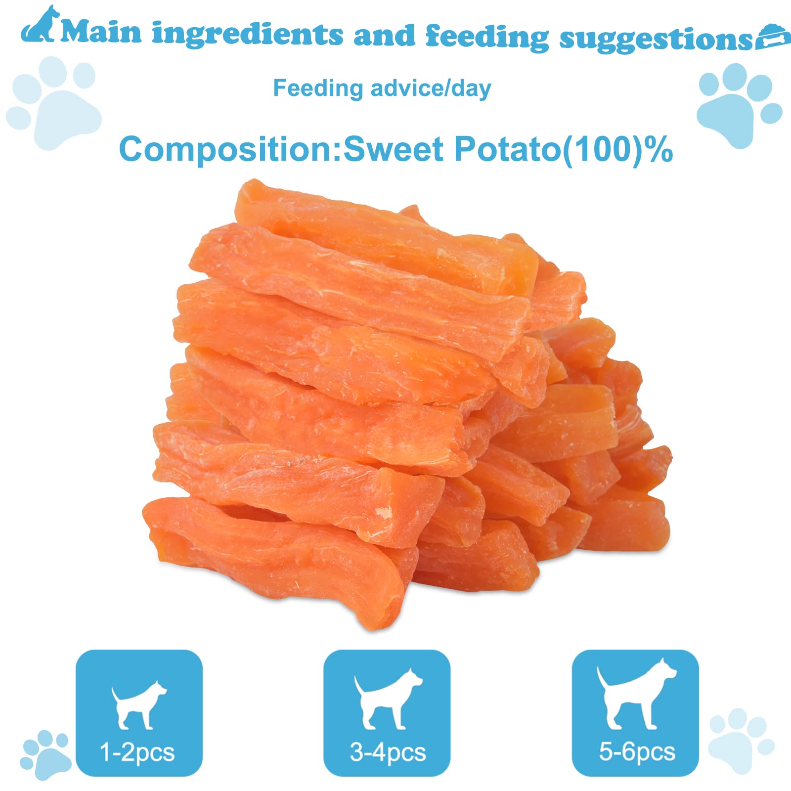 Pawant Sweet Potato Dog Treats no Rawhide for Small and Large Dog Sticks Puppy Training Snacks Grain Free 2lb