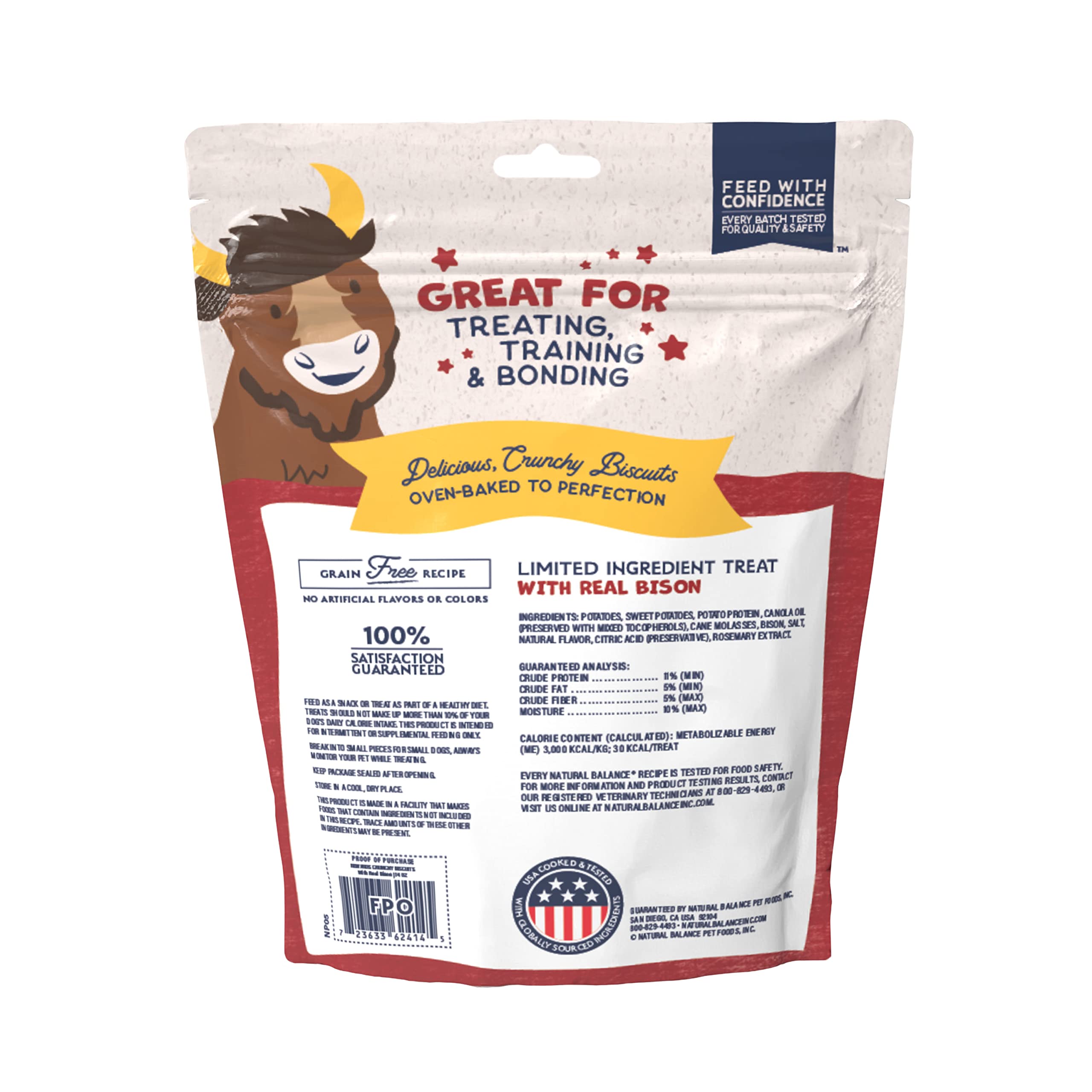 Natural Balance Limited Ingredient Rewards Crunchy Biscuits, Grain-Free Dog Treats for Adult Dogs of All Breeds, Sweet Potato &