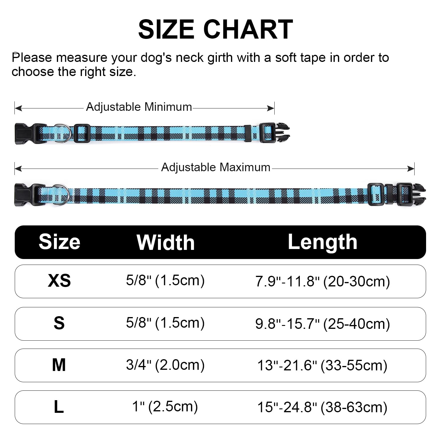 Mercano Adjustable Dog Collar - Special Design Patterns, Soft Nylon Comfortable Durable Pet Collar For Small Medium Large Dogs (L, Blue Plaid)