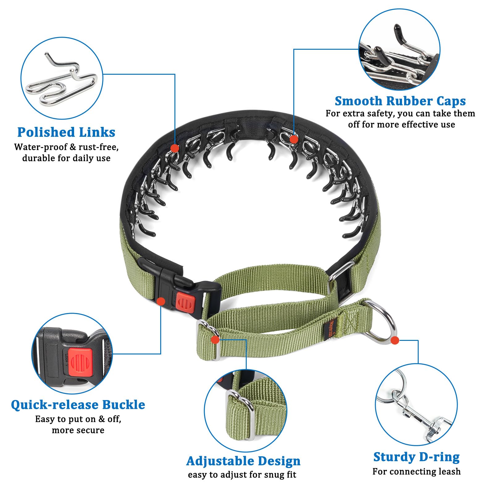 Mayerzon No Pull Dog Collar, Patented Martingale Collar For Small Medium Large Dogs With Buckle And Heavy Duty Nylon For Walking