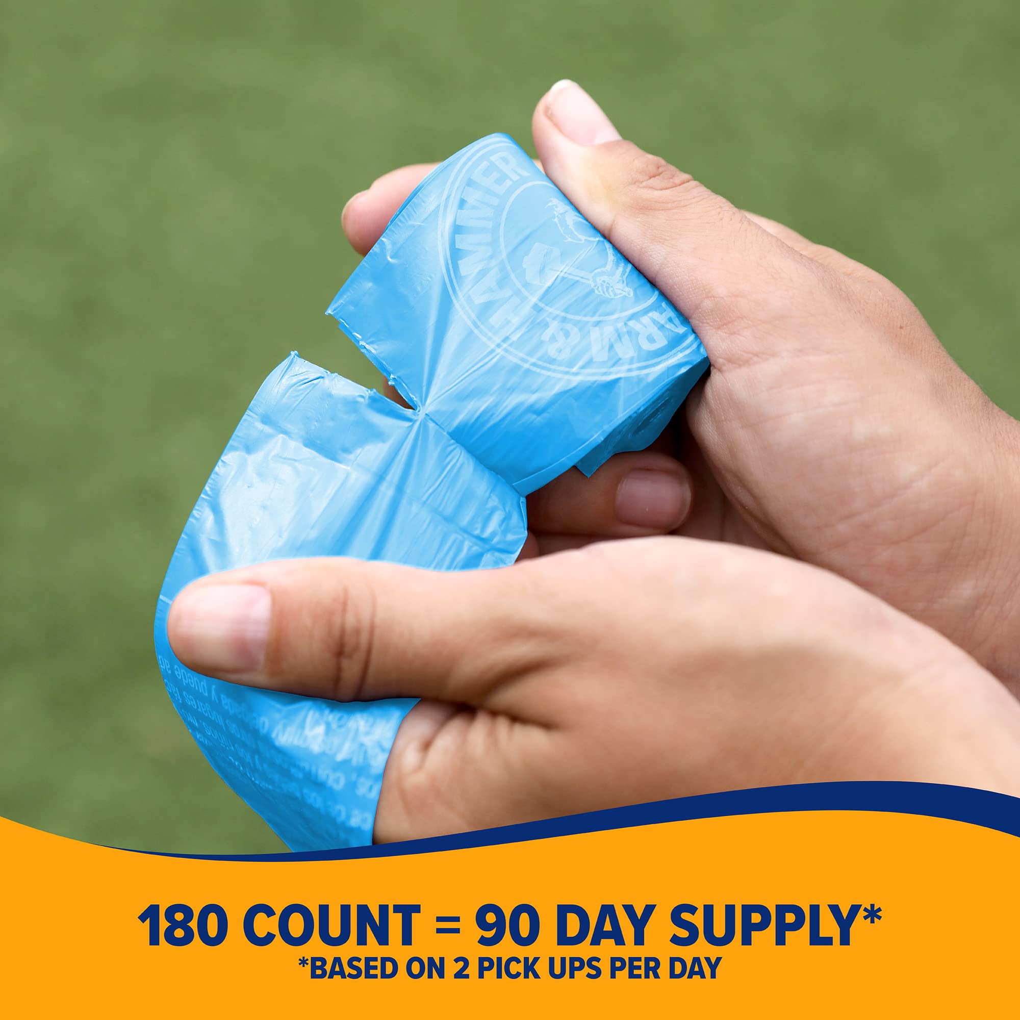 Arm & Hammer Durable Disposable Dog And Cat Waste Bags With Activated Baking Soda, 180 Dog Poop Bags, 9 X 14 Inches, Blue