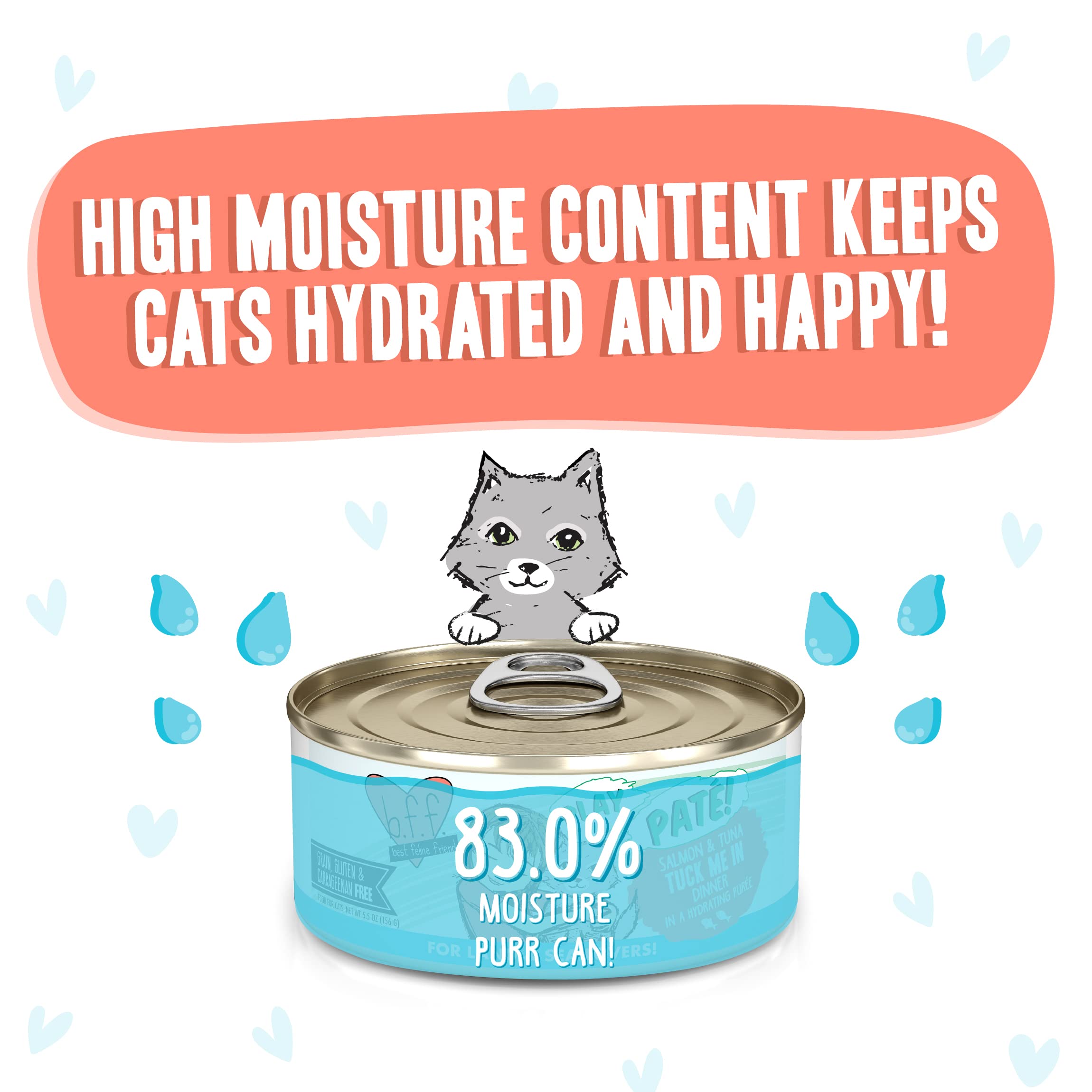 Weruva B.F.F. Play - Best Feline Friend Pat   Lovers, Aw Yeah!, Salmon & Tuna Tuck Me in with Salmon & Tuna, 5.5oz Can (Pack of