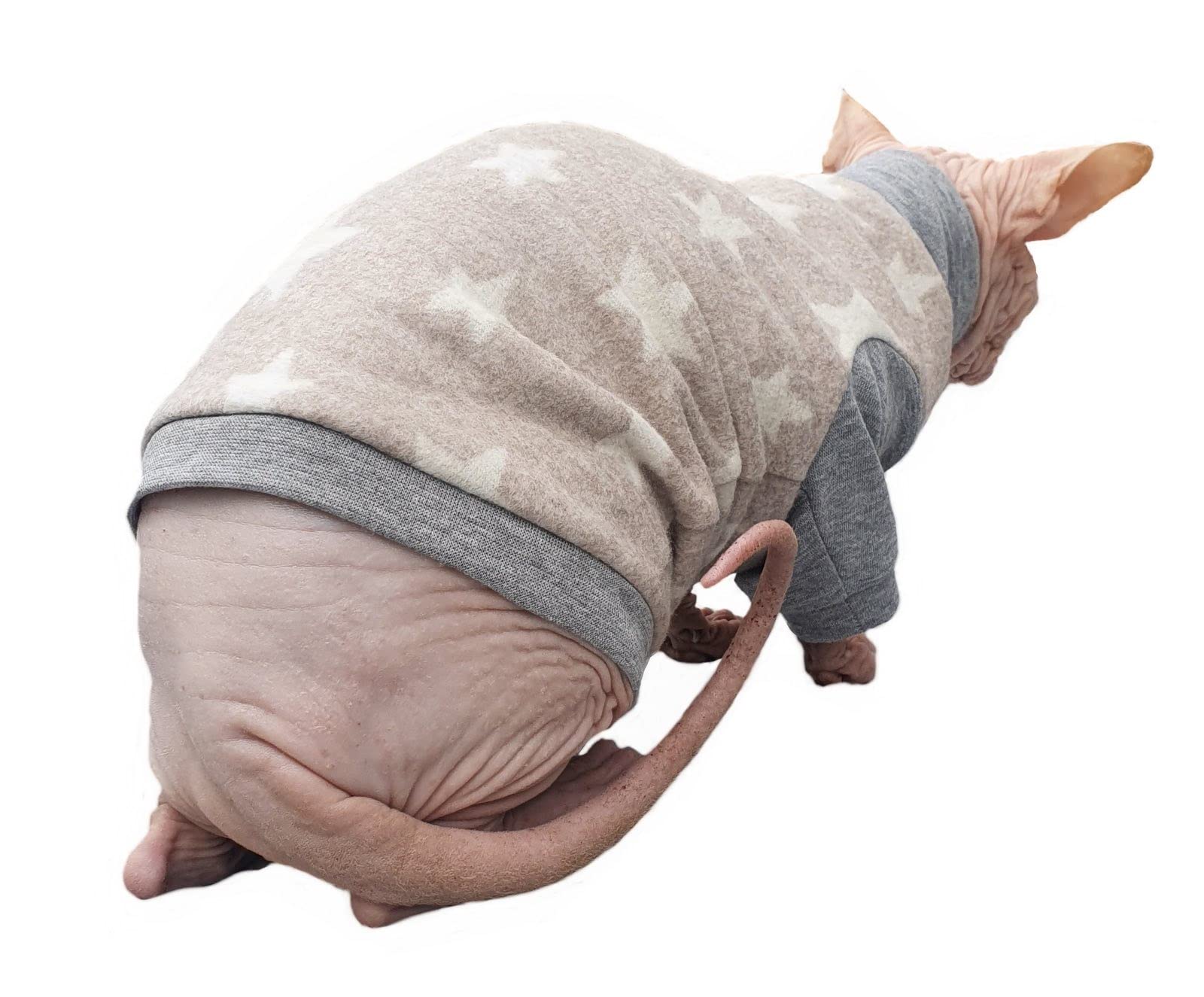 Kotomoda Hairless Cat'S Cotton Stretch Winter Sweater Sort Stars. Organic Fleece For Sphynx Cat (X-Large)