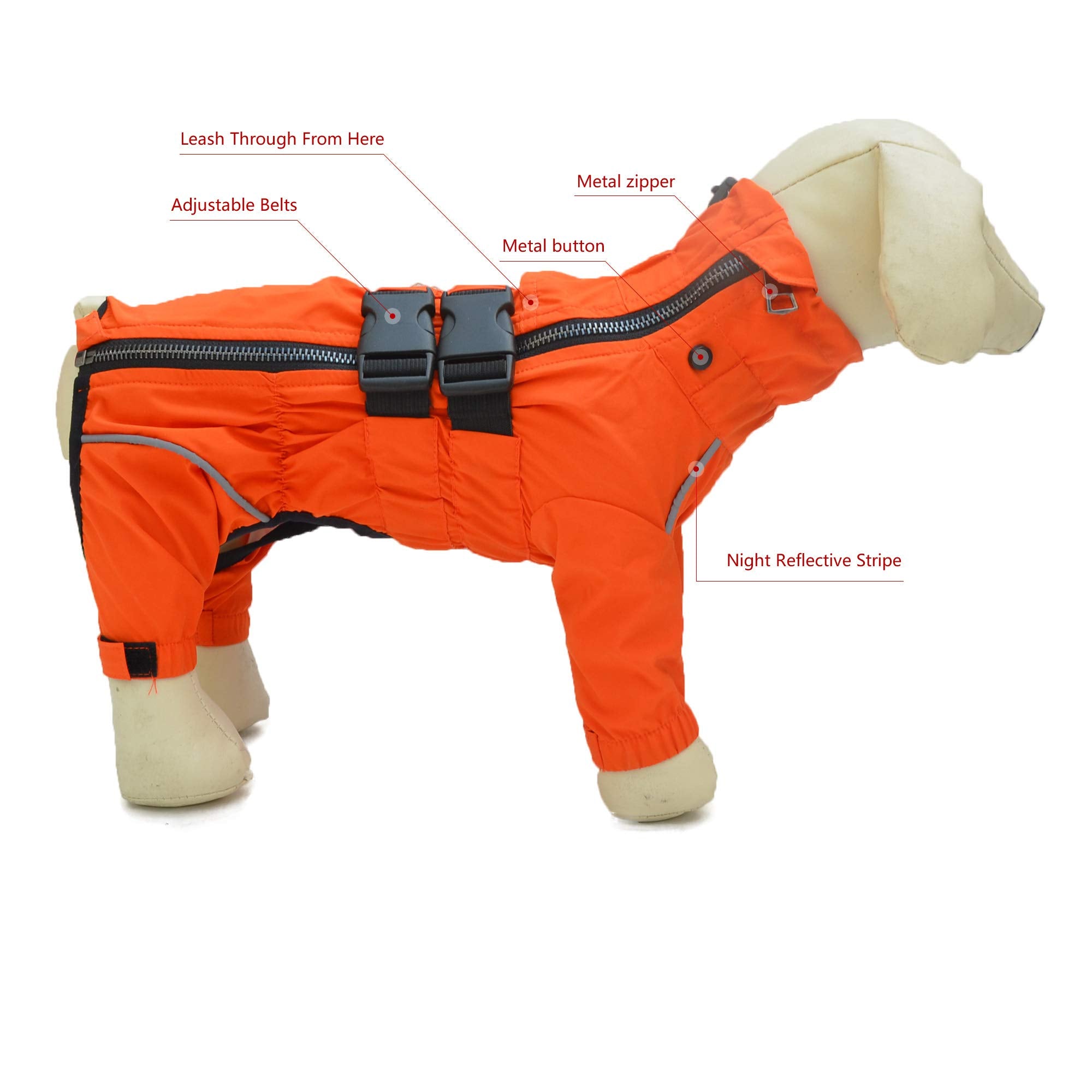 Dogs Waterproof Jacket, Lightweight Waterproof Jacket Reflective Safety Dog Raincoat Windproof Snow-Proof Dog Vest For Pugs Engl