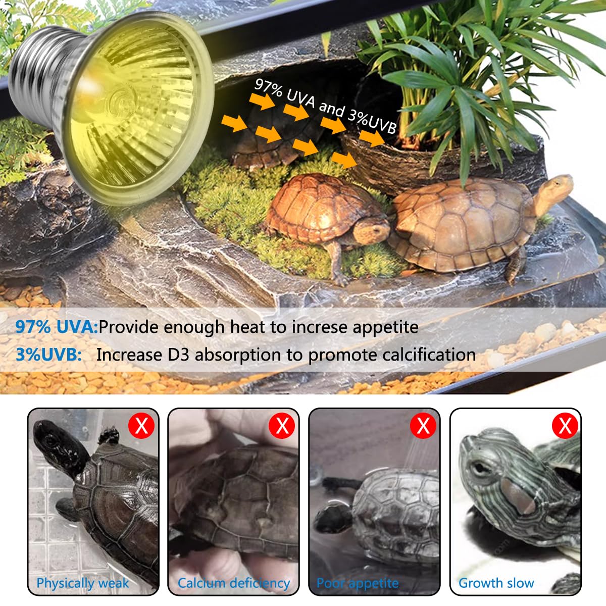 Domica 4-Pack 50W Uva Uvb Light Bulbs For E27 Reptile Heat Lamp, Basking Spot Light Simulated Sunlight, Heating Lamp For Turtle,