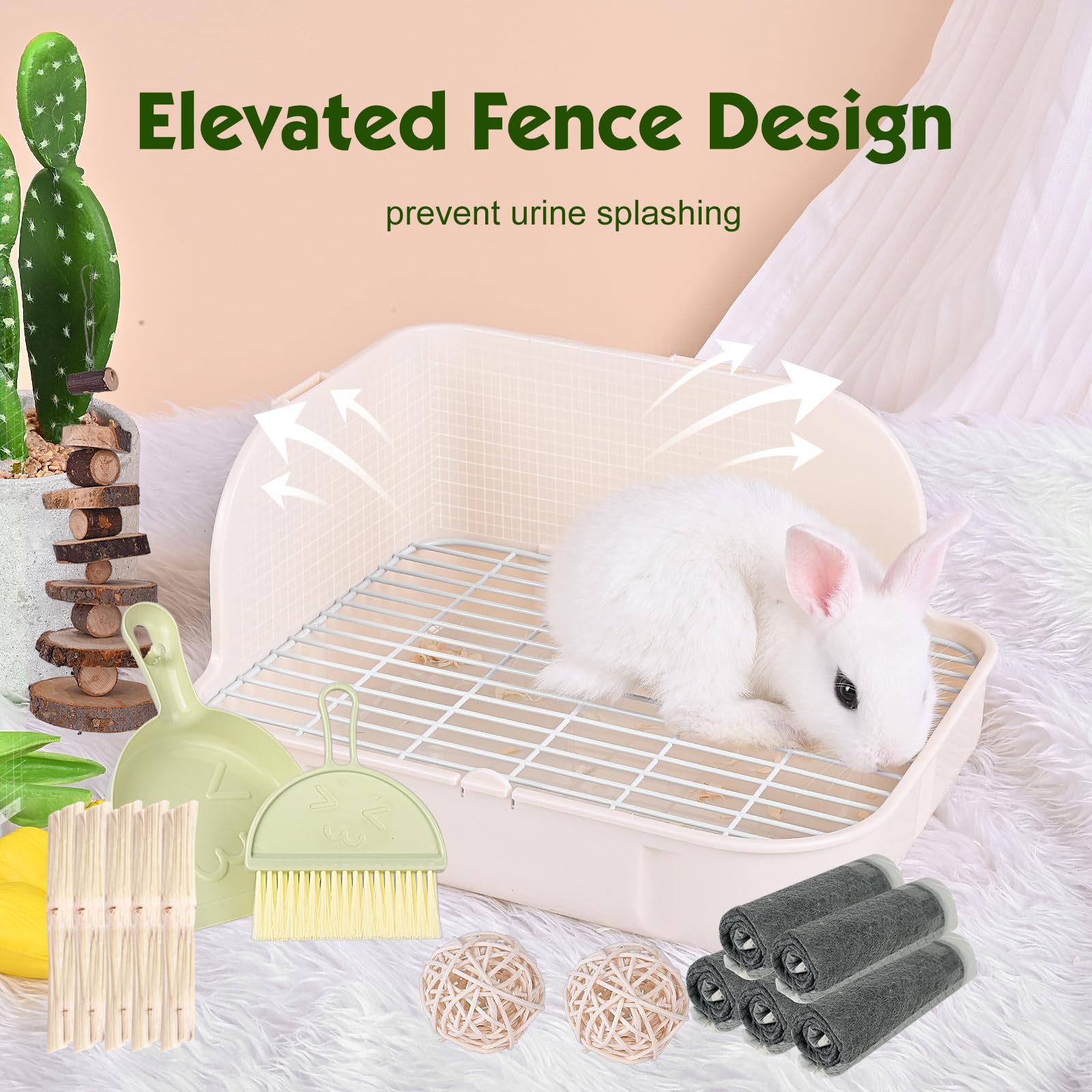 Rubyhome Rabbit Litter Box Toilet, Plastic Square Cage Box Potty Trainer Corner Litter Bedding Box Pet Pan For Small Animals, Ra