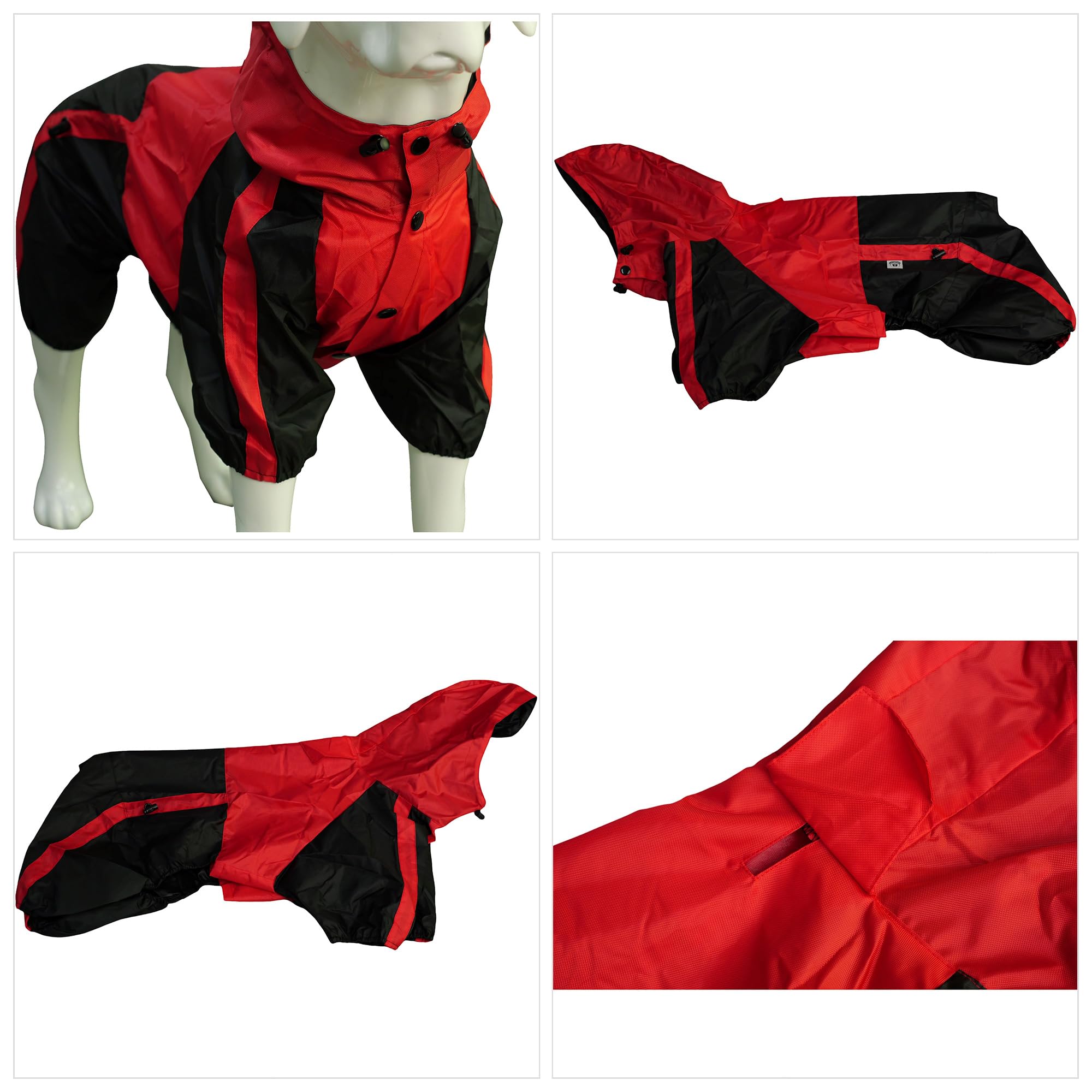 Pet Apparel Large Dog Clothing Raincoat Pet Clothes Rain Coat For Big Large Dogs Red Green Waterproof (L-Xl, Red)