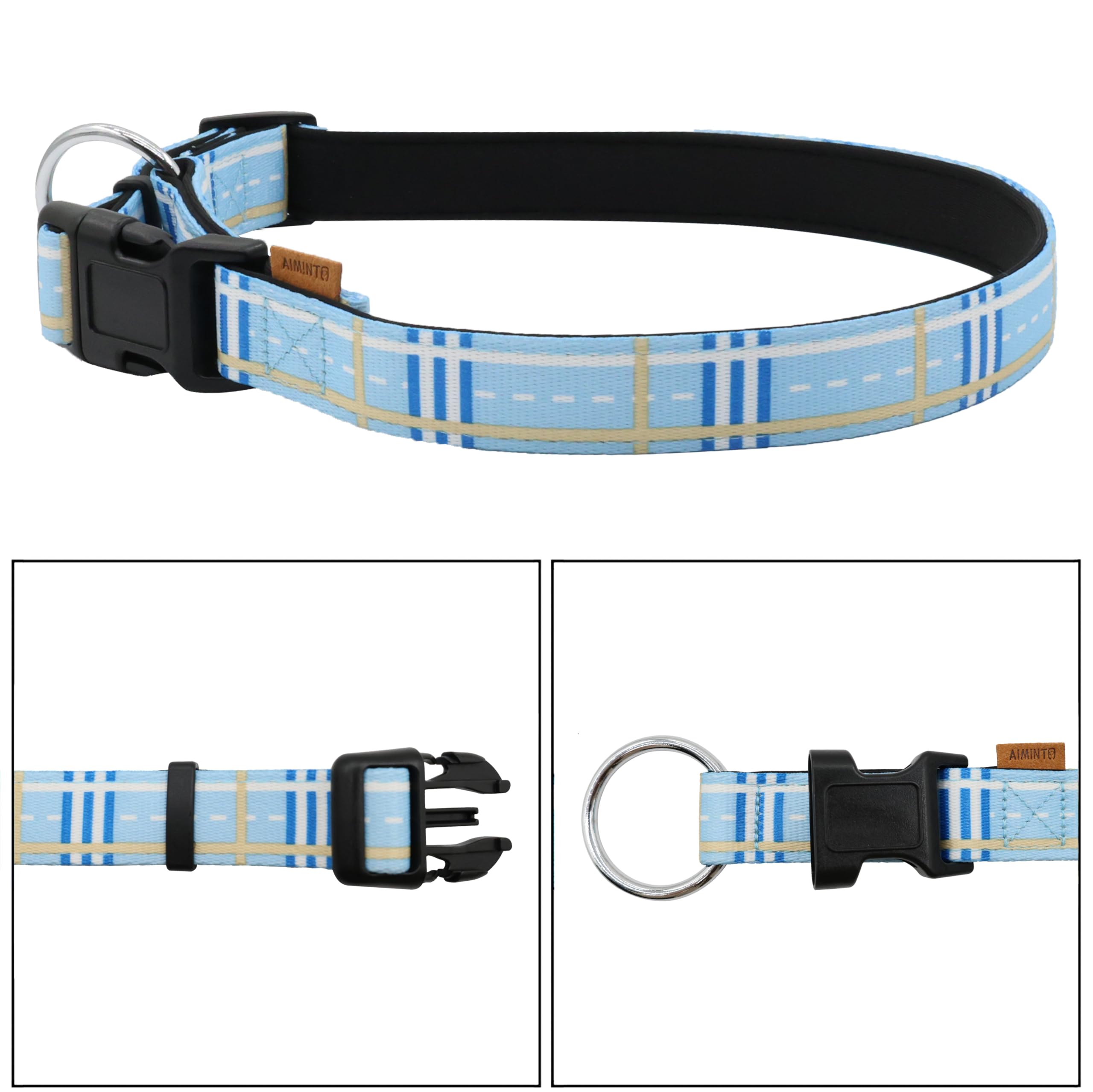 Aiminto Dog Collar, Cute Stripe Pattern, Neoprene Padded And Adjustable Collar With Quick Release Buckle, Reinforced Structure (